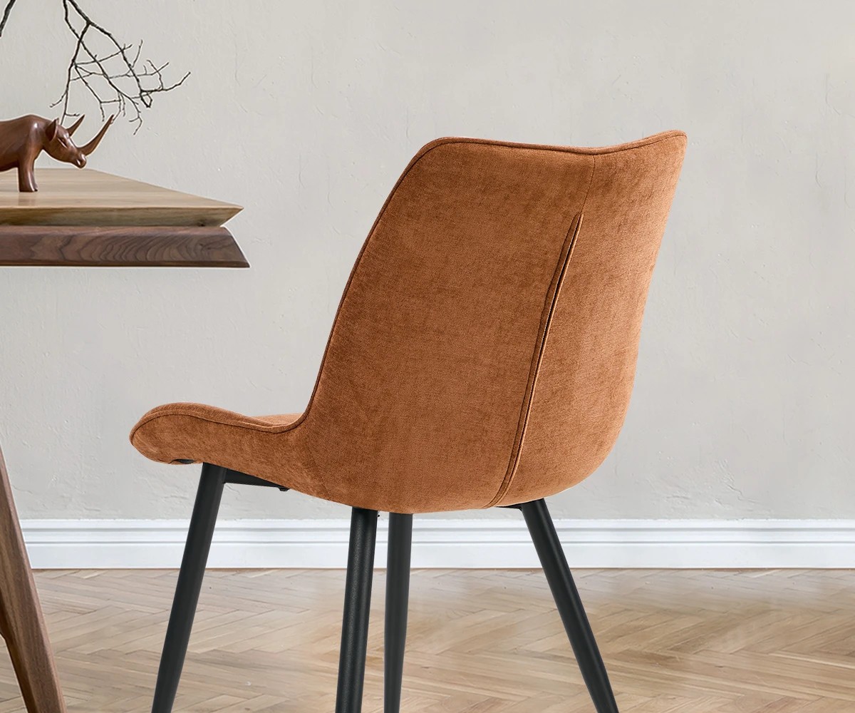 5 Oikiture 4x Dining Chairs Kitchen Accent Chairs Upholstered Linen Fabric- Orange, 5 of 9