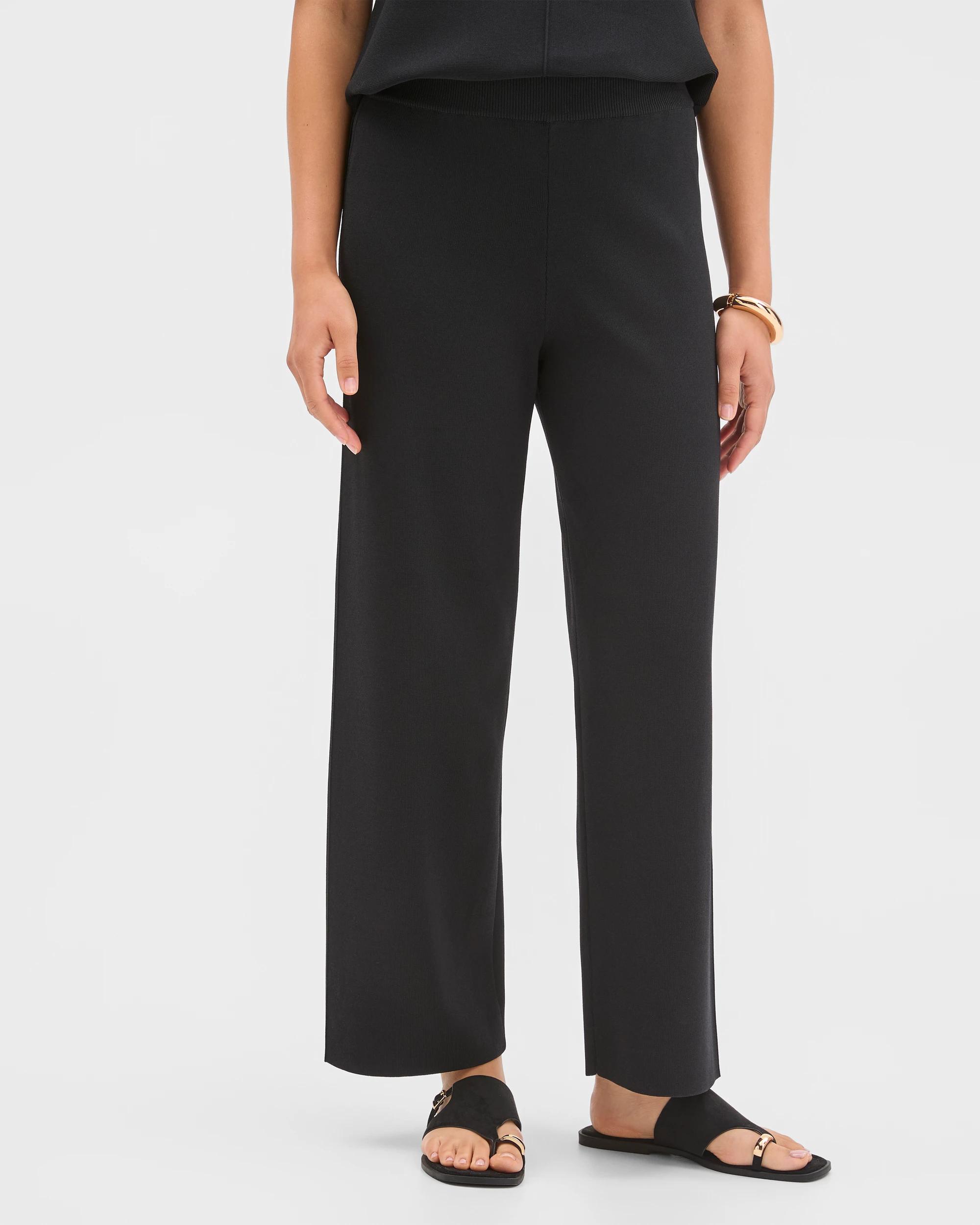 2 Preview Crepe Knit Straight Leg Pants BLACK, 2 of 6