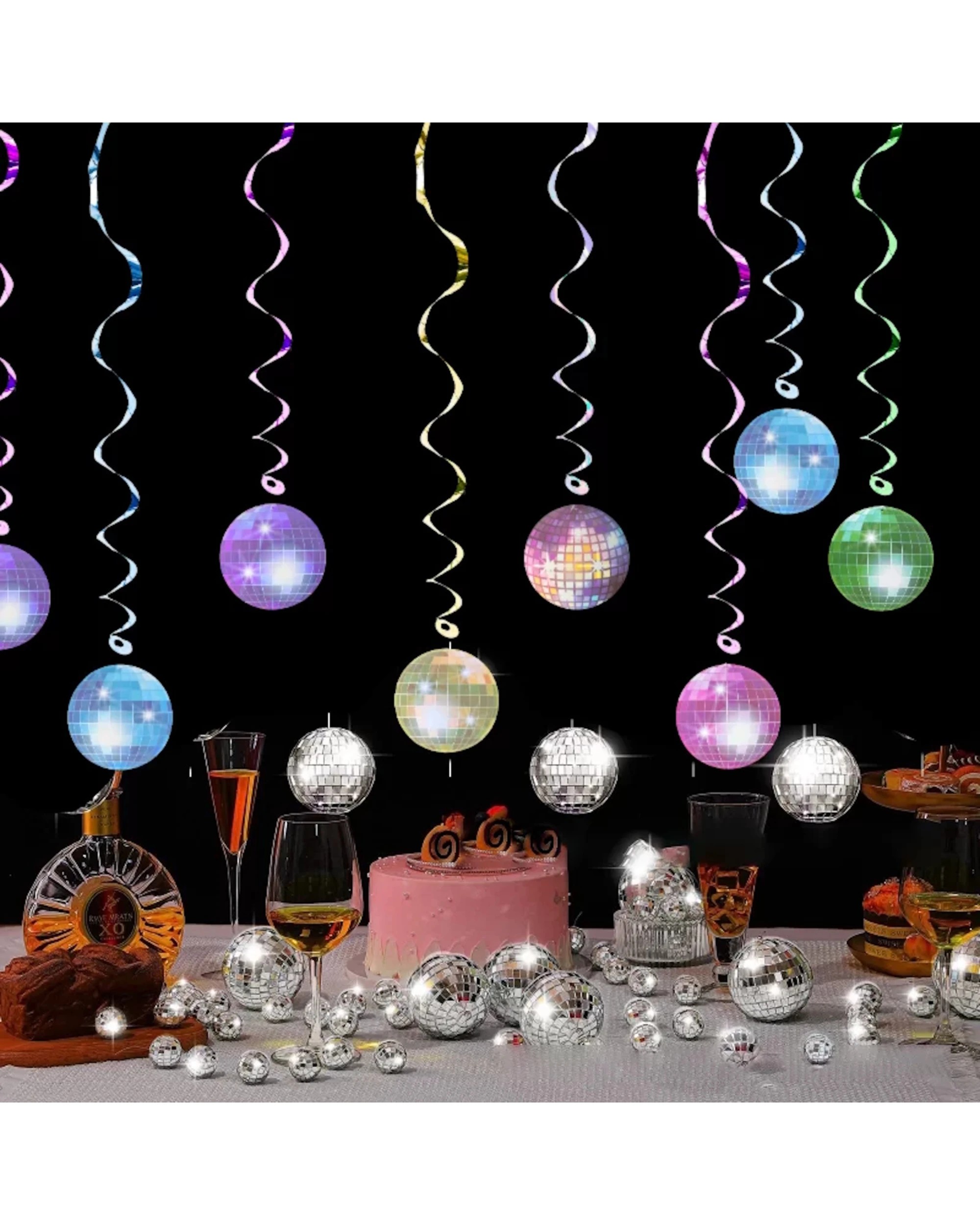 2 Party Maker Multicoloured Disco Ball Swirl Decorations Pack of 6 - Assorted, 2 of 5