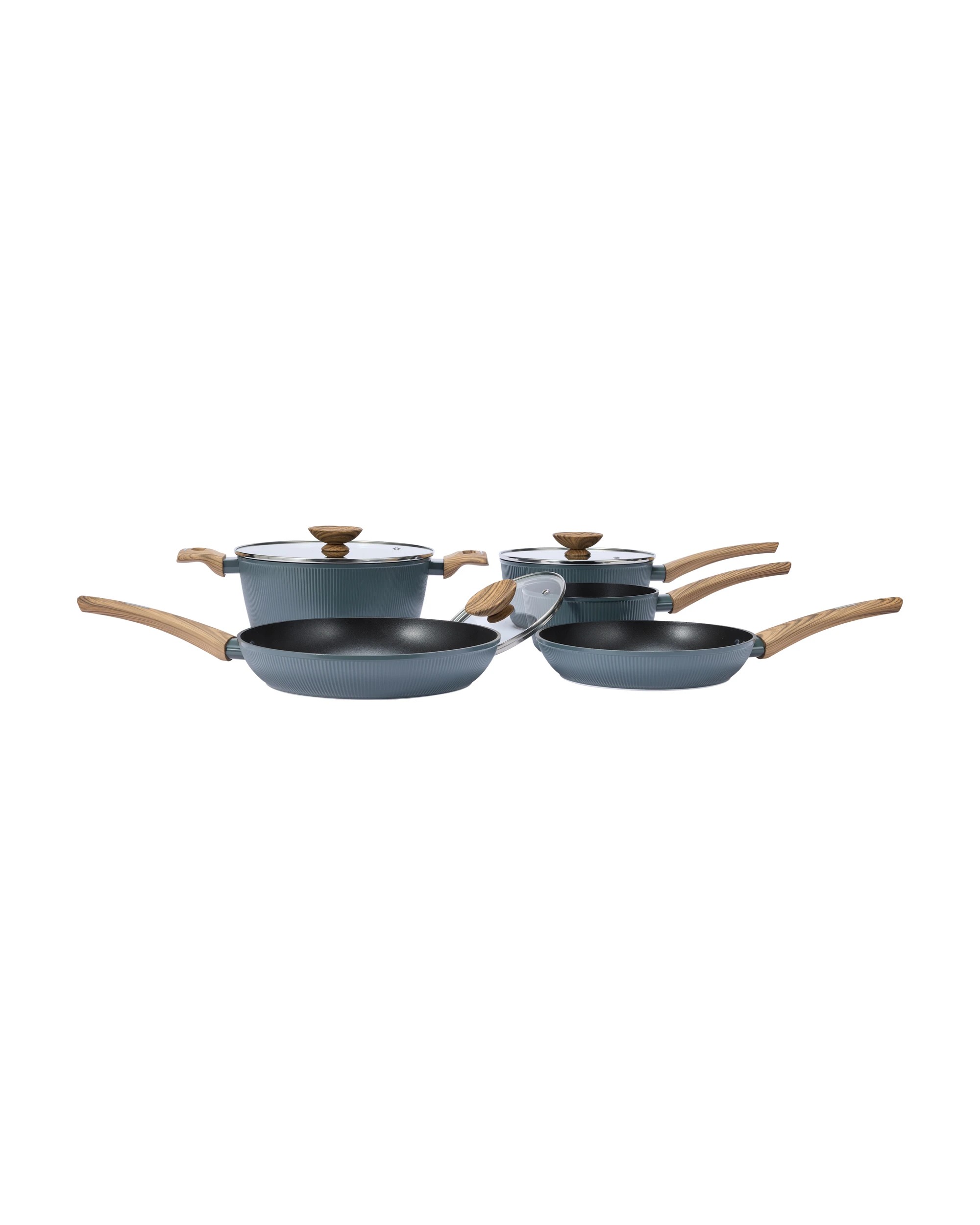 2 5 Piece Wood Look Linear Cookware Set - Grey, 2 of 10
