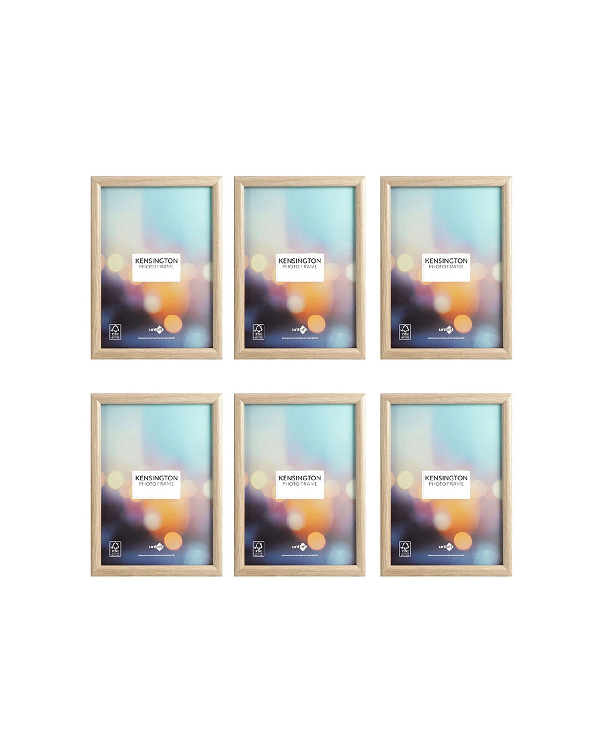 1 Unigift 6pc Kensington Wooden Glass Picture Photo Frame 10x15cm - Multi, 1 of 3