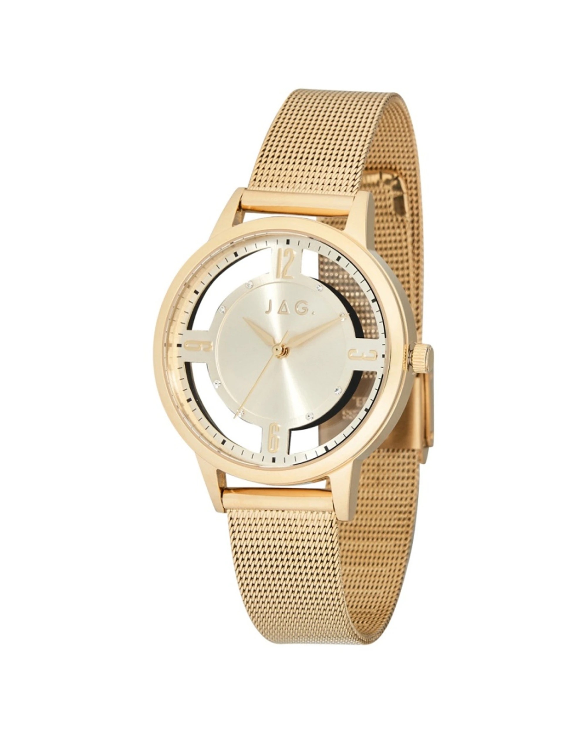 2 JAG Como Gold Stainless Steel Mesh Band 36mm Watch 50m Water Resistant, 2 of 2