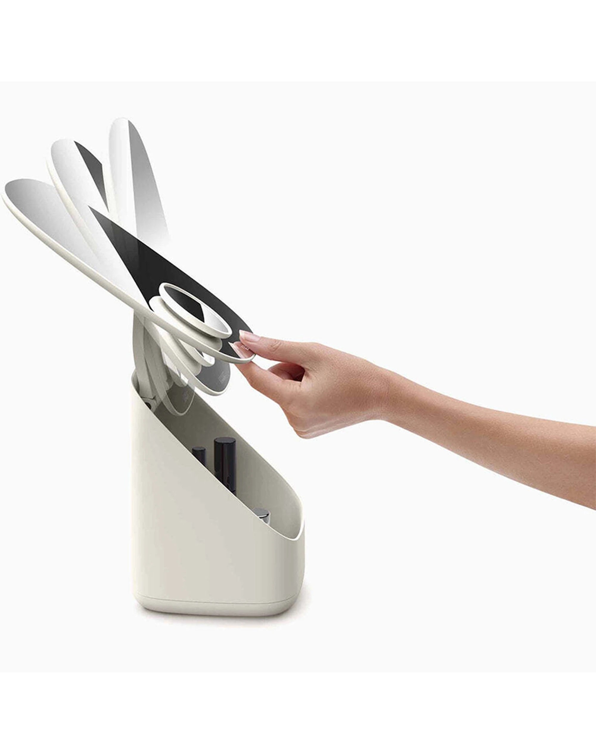 4 Joseph Joseph Viva Pedestal Mirror With Cosmetic Storage Adjustable Angle - Shell - White, 4 of 6