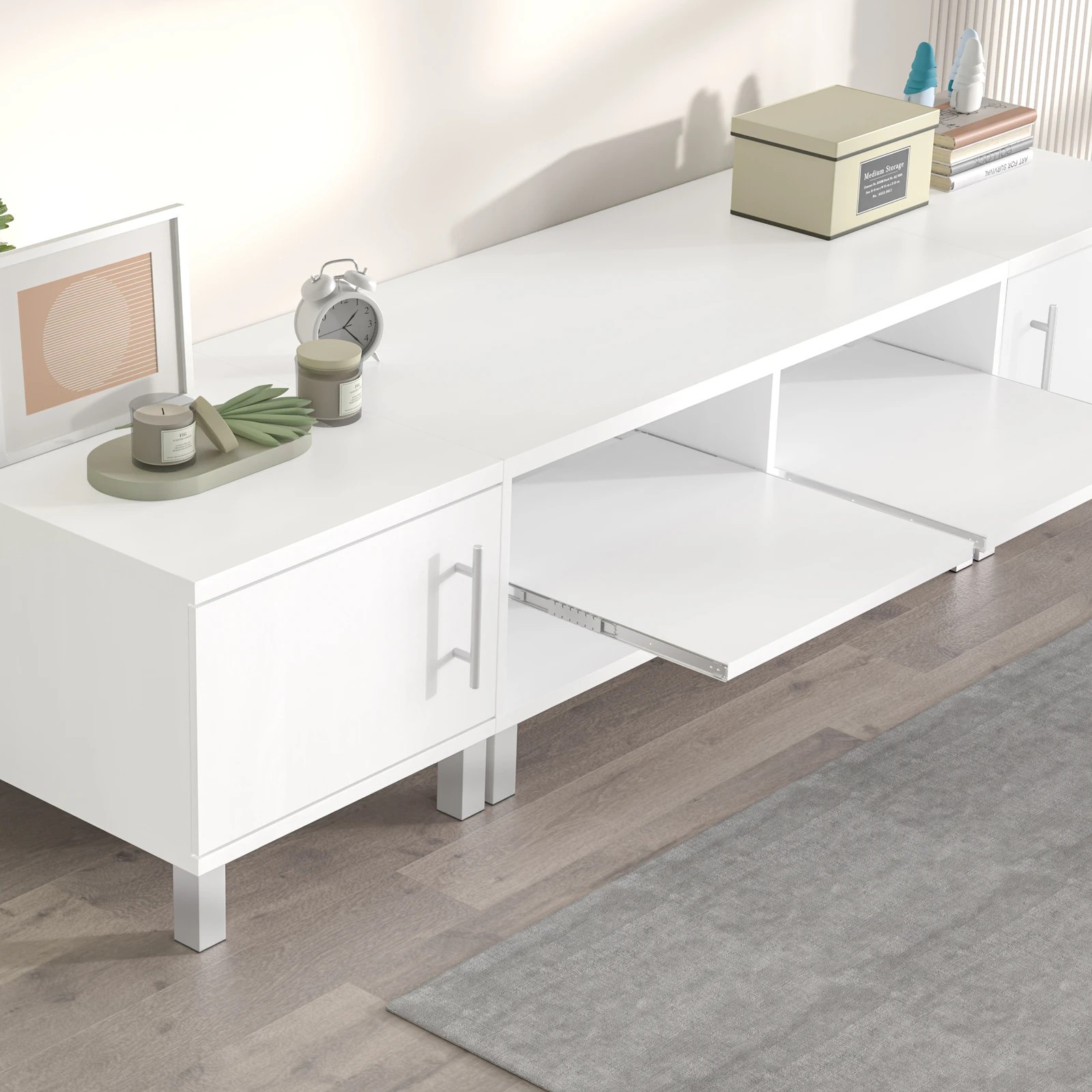7 Alfordson Entertainment Unit TV Cabinet Stand Storage Drawer 190cm - White, 7 of 10