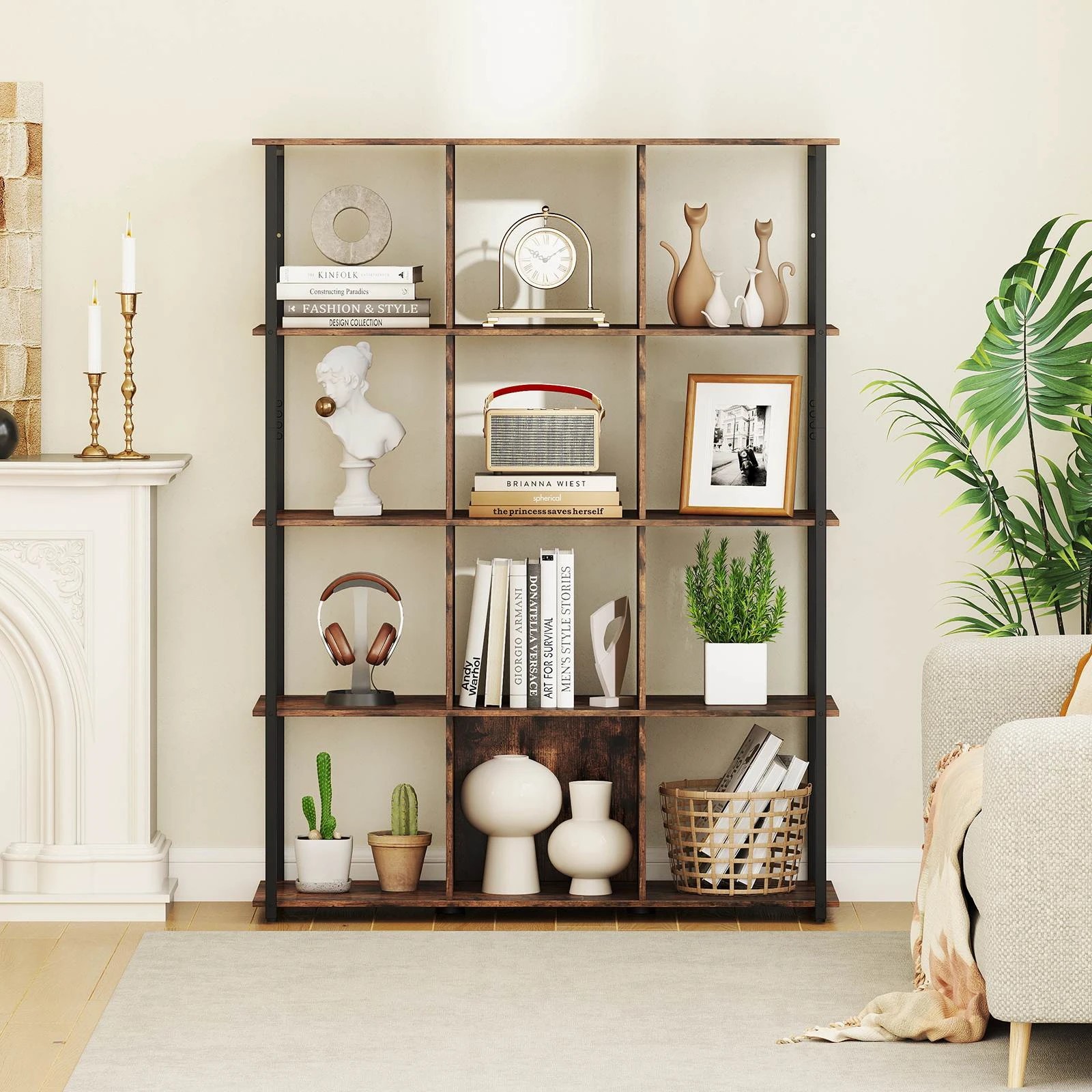 3 Costway 12 Cube Bookshelf Bookcase Stand Industrial Open Shelf Display Rack Stoarge Cabinet, 3 of 4