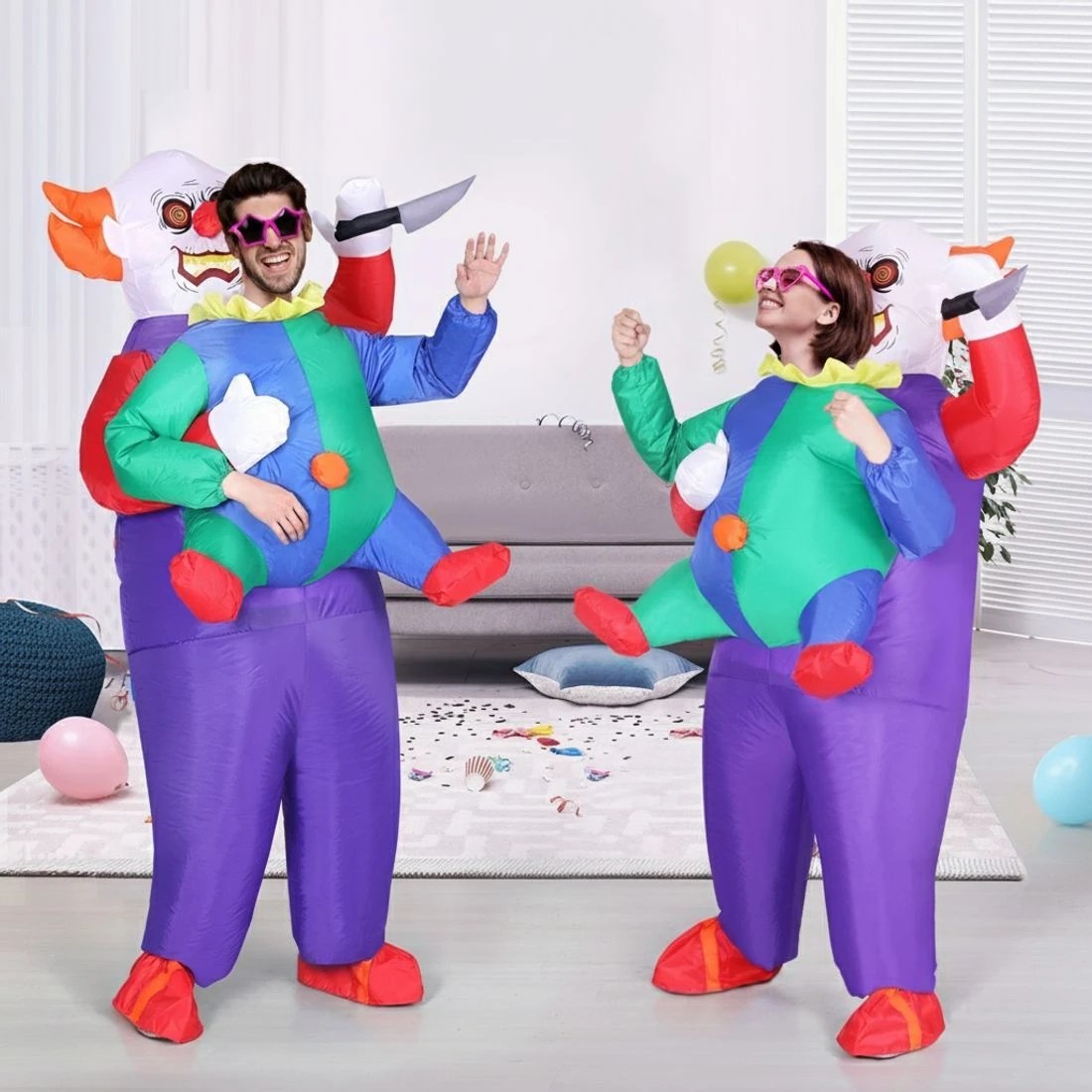 4 Inflatable Clown Costume Adult Suit Blow Up Party Fancy Dress Halloween - Purple, 4 of 4
