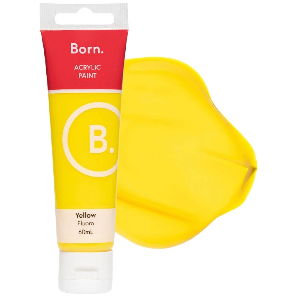 1 Born Acrylic Paint 60mL Fluoro Yellow, 1 of 3