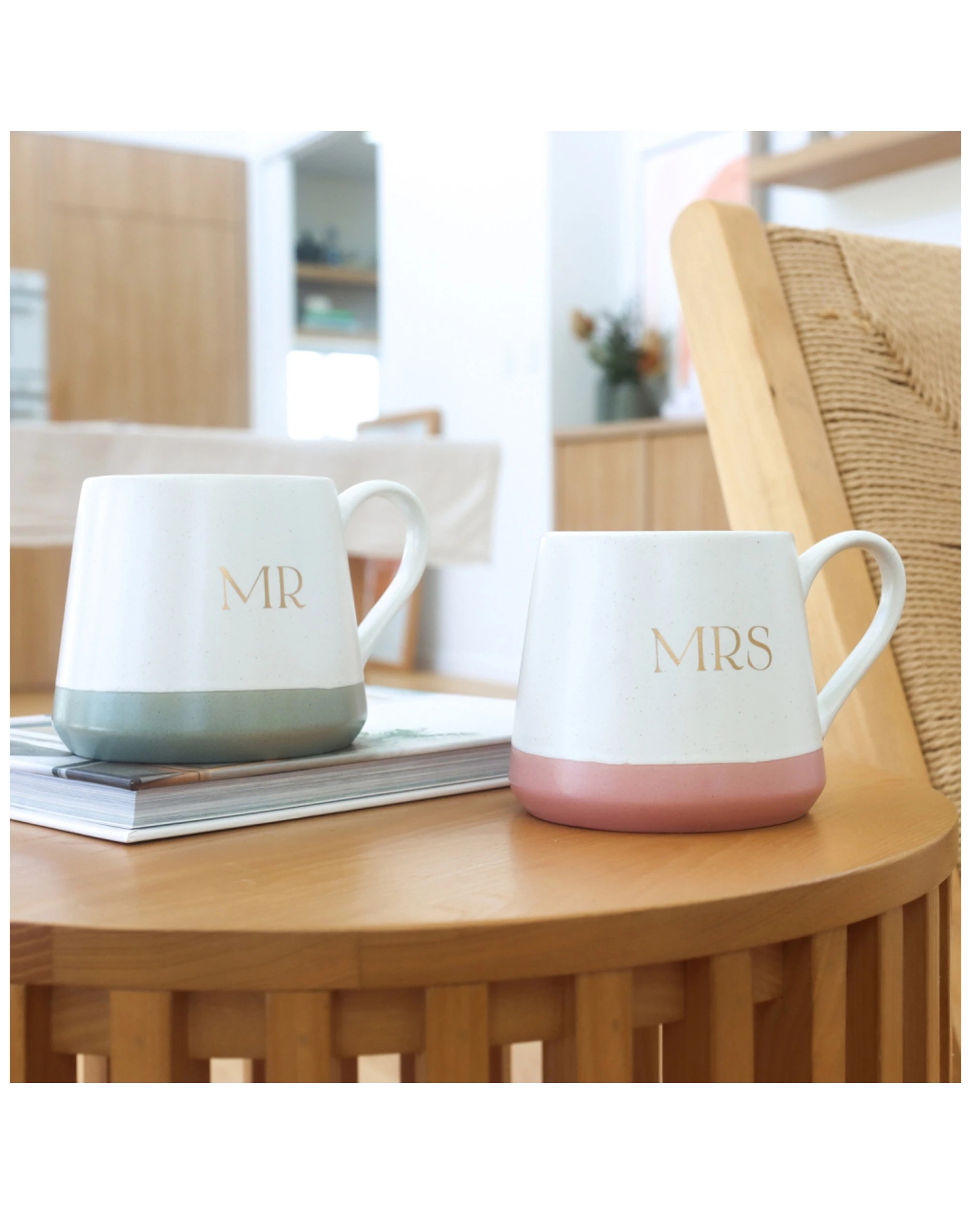 2 2pc Splosh Wedding Mr & Mrs 440ml Ceramic Mug Set W/ Handles Drinkware
 - Multi, 2 of 9