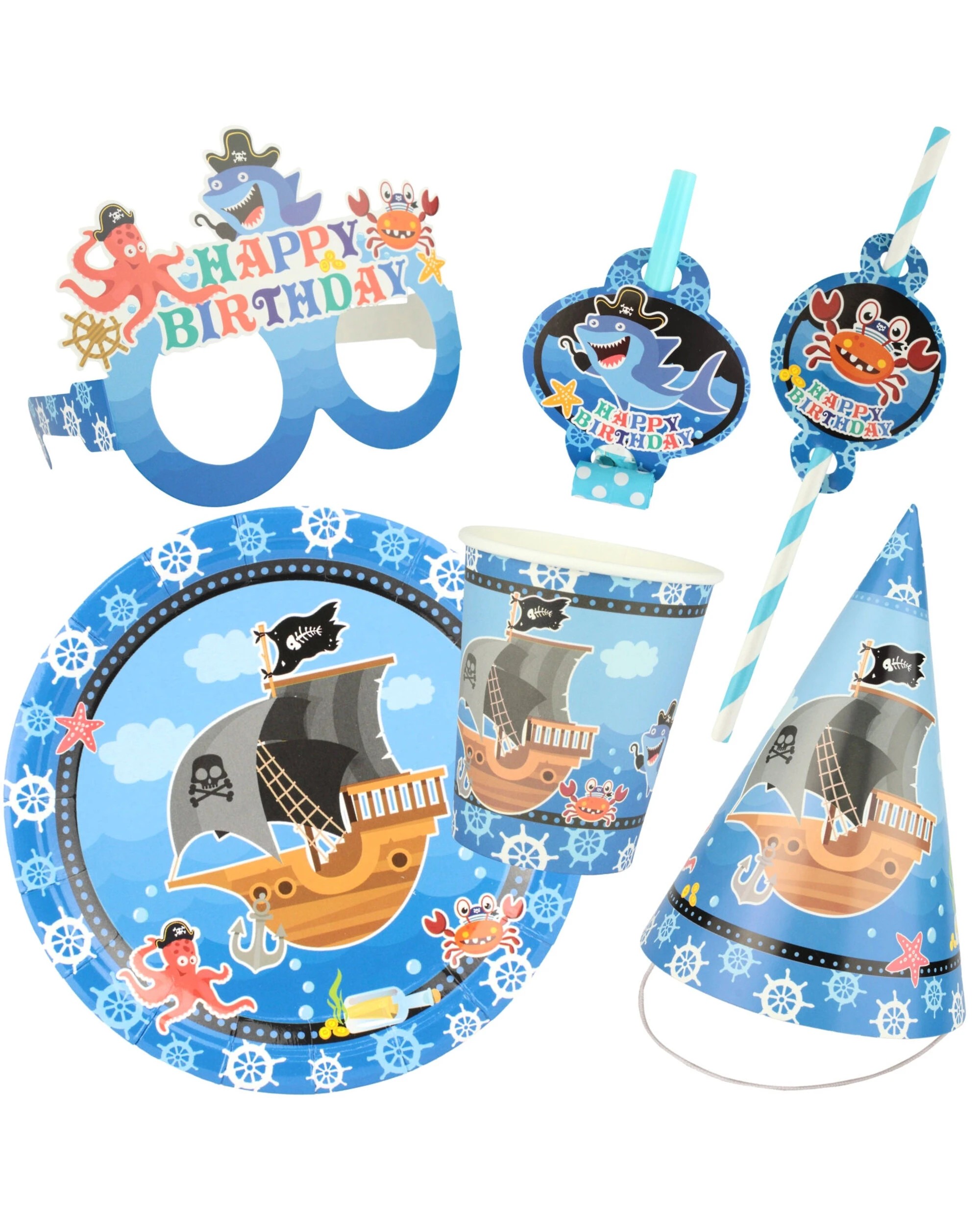 1 Partyrama Pirate Under the Sea Party Pack For 6 Guests, 1 of 3