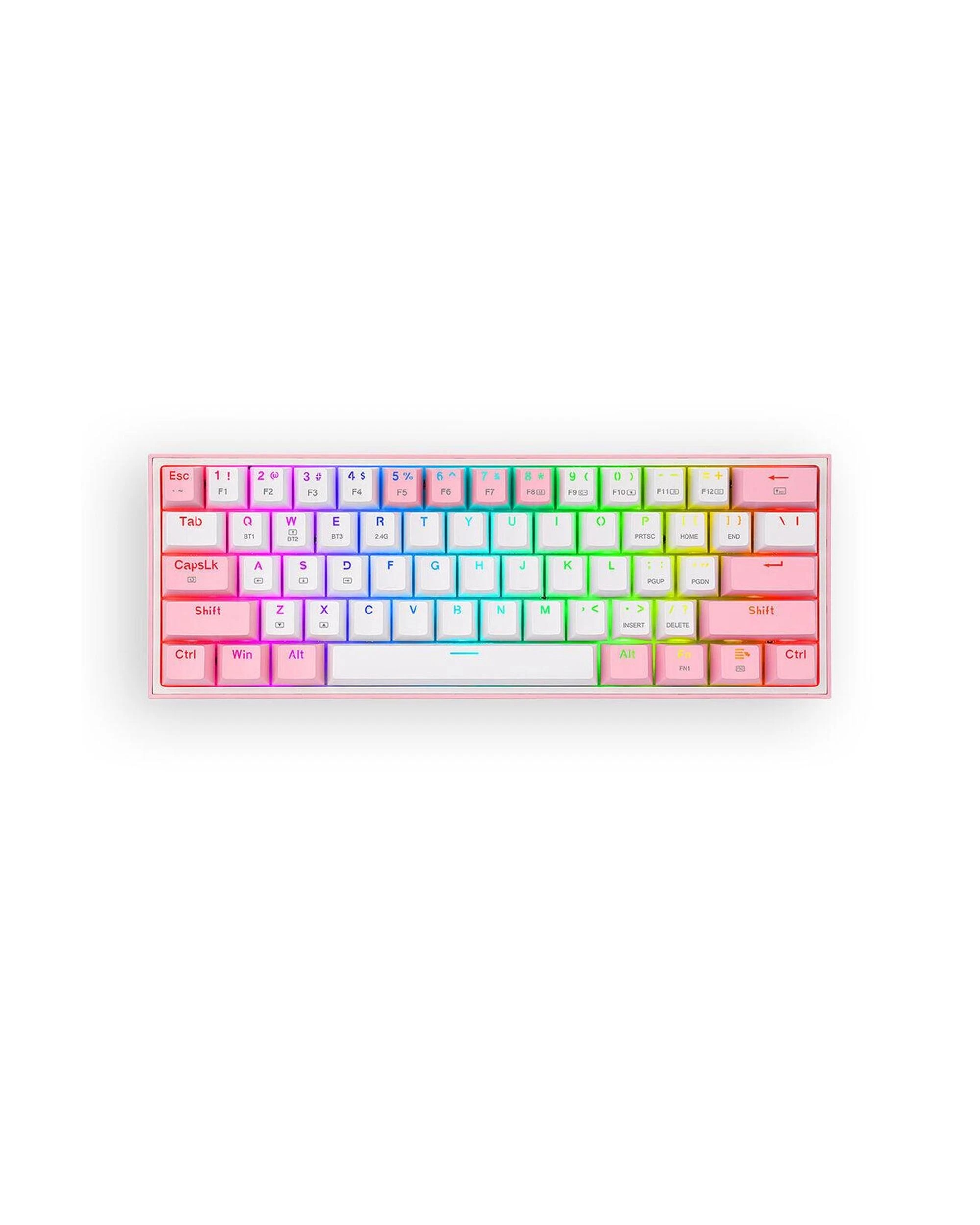 1 Redragon K616 RGB Fizz Pro White Pink 65% TriMode Mechanical Gaming Keyboard, 1 of 9