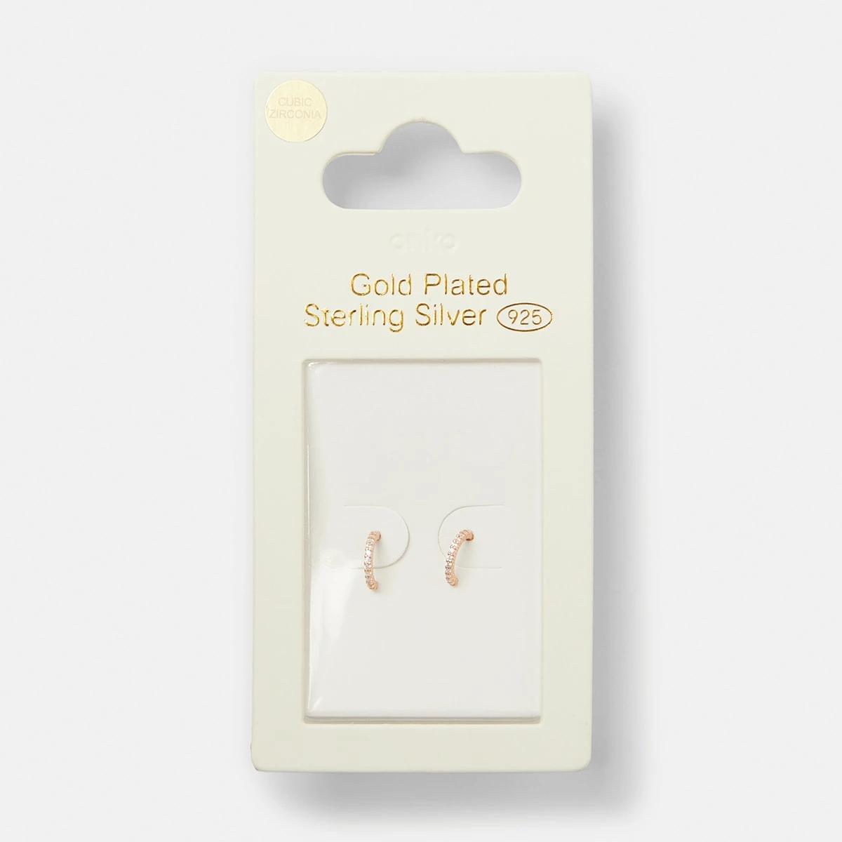 4 Gold Plated Sterling Silver Mini Hoop Earrings Gold, 4 of 4