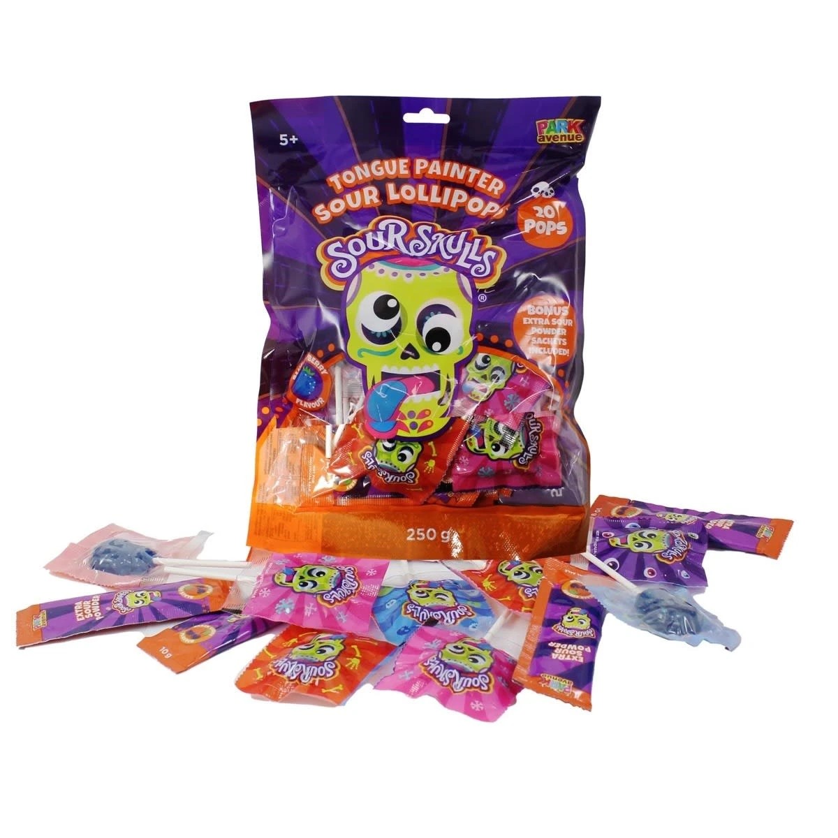 2 Park Avenue Sour Skulls Tongue Painter Sour Lollipops 250g, 2 of 4