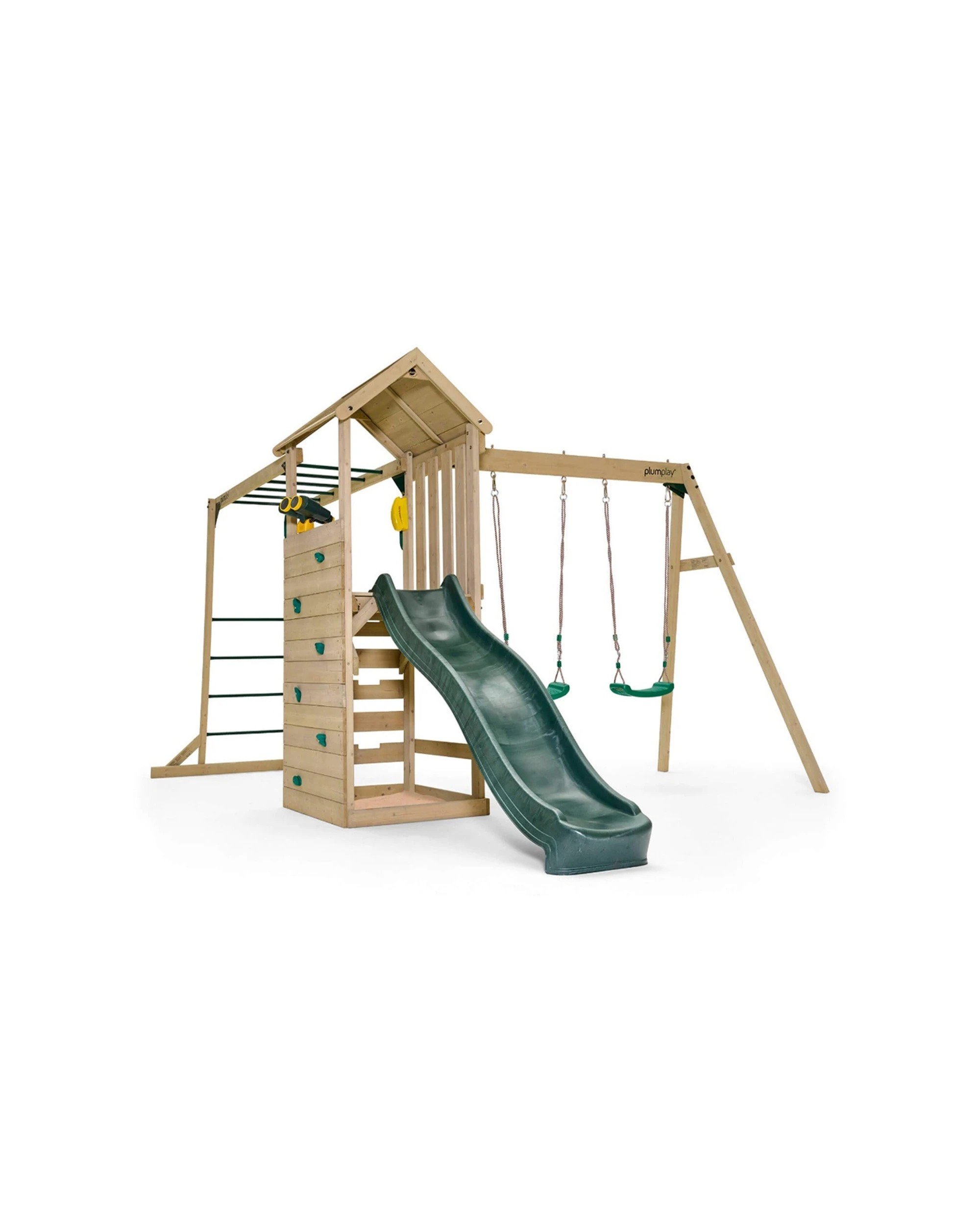 1 Plum Play Kids/Children Outdoor Lookout Tower Centre Swings & Monkey Bars Outdoor Playset - Green, 1 of 8