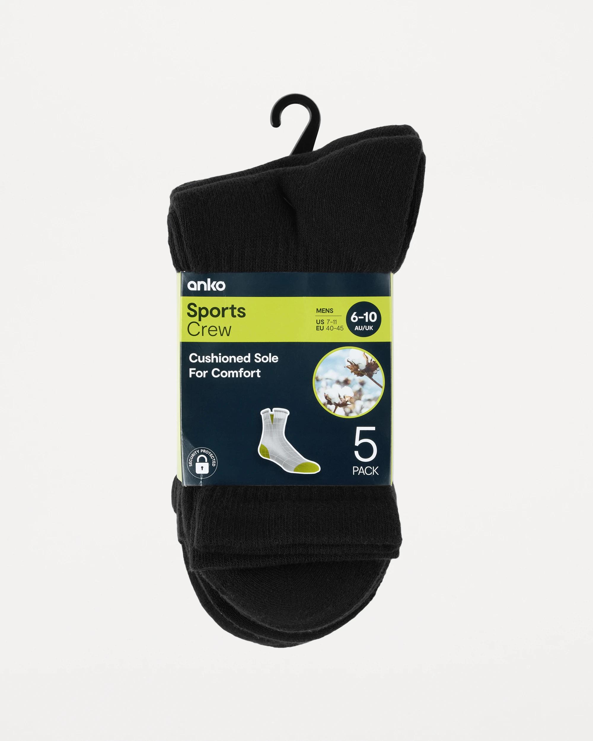 3 5 Pack Crew Sport Socks BLACK, 3 of 3