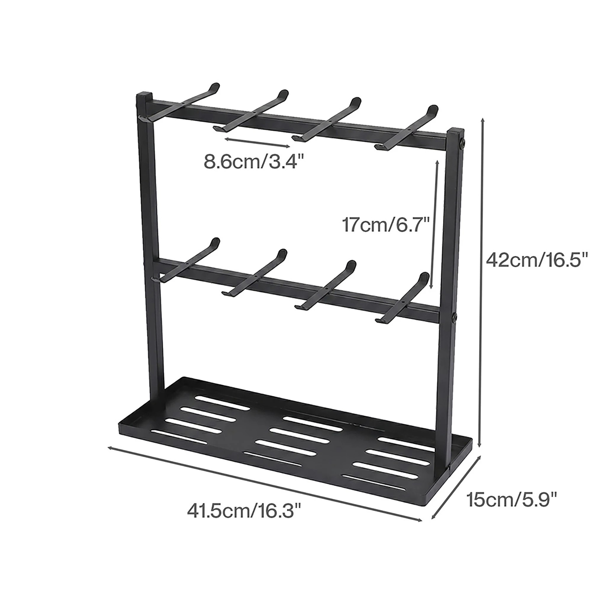 3 Levede Mug Rack 2 Tier 16 Hook Metal Coffee Cup Holder Stand Organizer Kitchen, 3 of 8