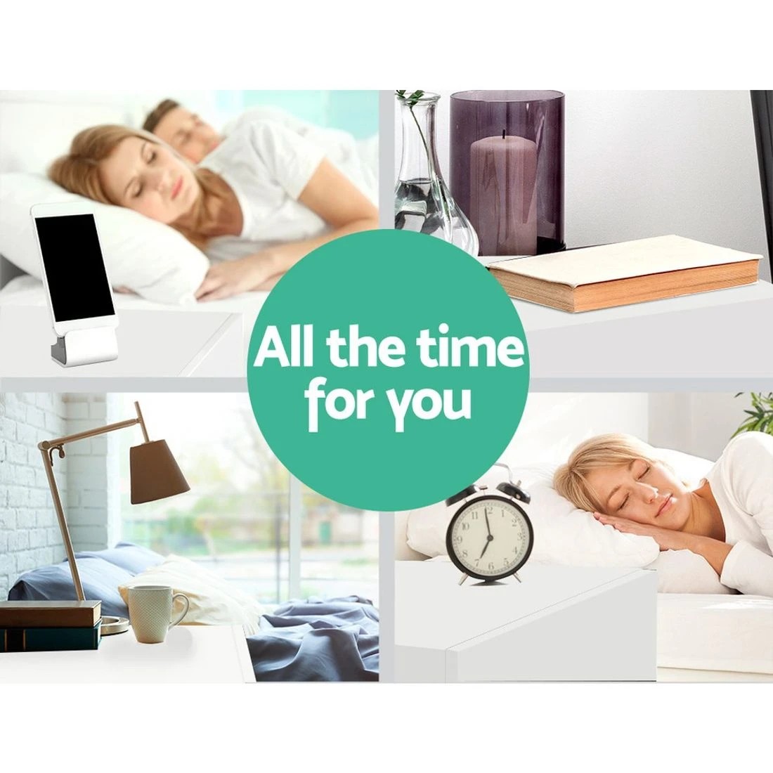 5 Artiss Bedside Table 2 Drawers Lift-up Storage - White, 5 of 5