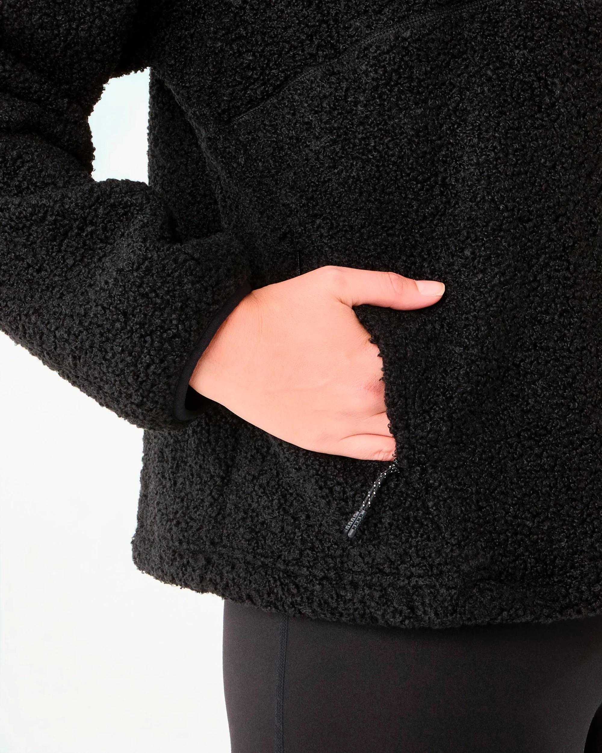 6 Active Womens 1/4 Zip Sherpa Jumper Black, 6 of 6