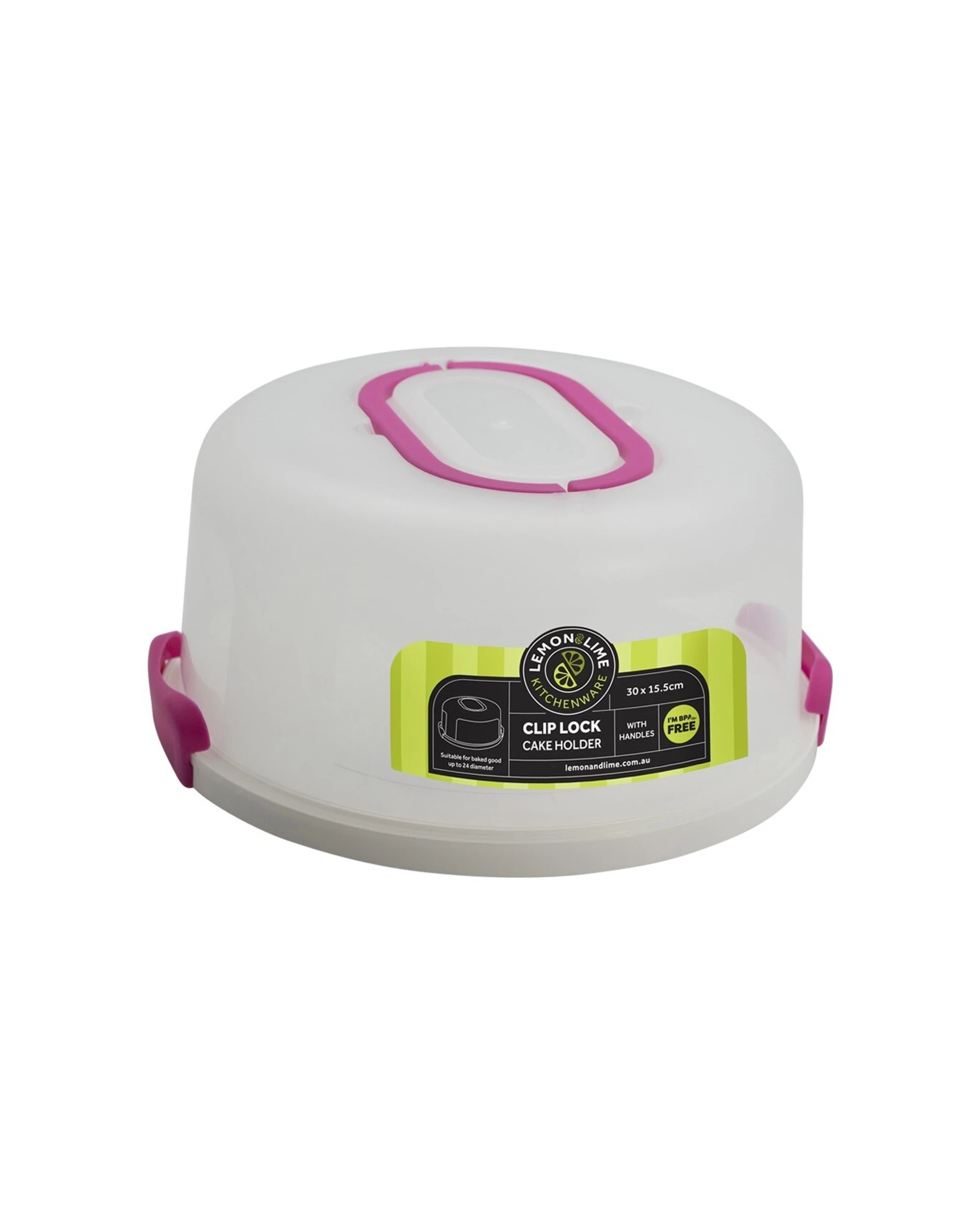 3 Lemon & Lime 30cm Round Cake Holder Clip Lock Handle BPA Free Freshness - Multi, 3 of 5