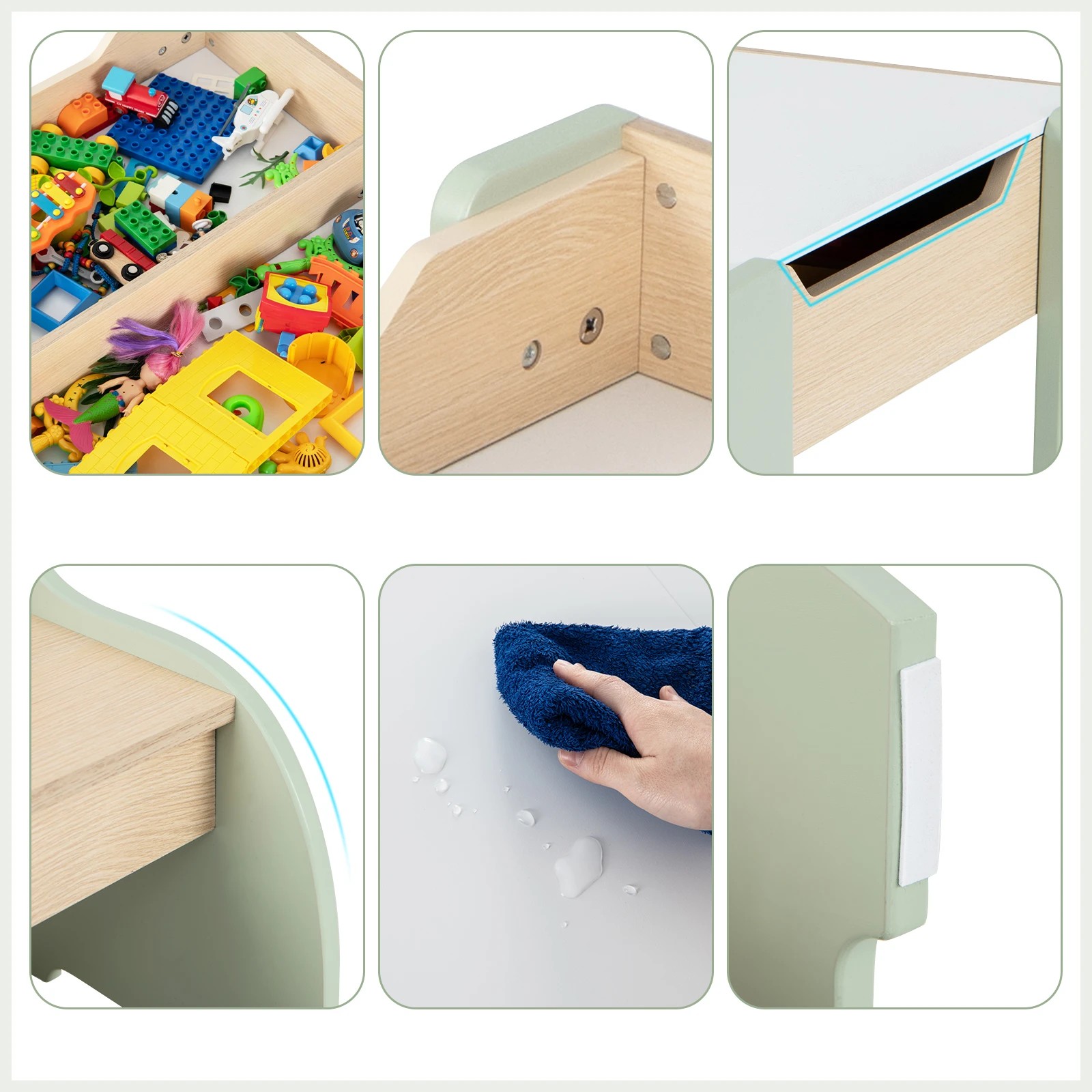 4 Costway 4-in-1 Kids Table Chair Set Wooden Activity Desk - Green, 4 of 7