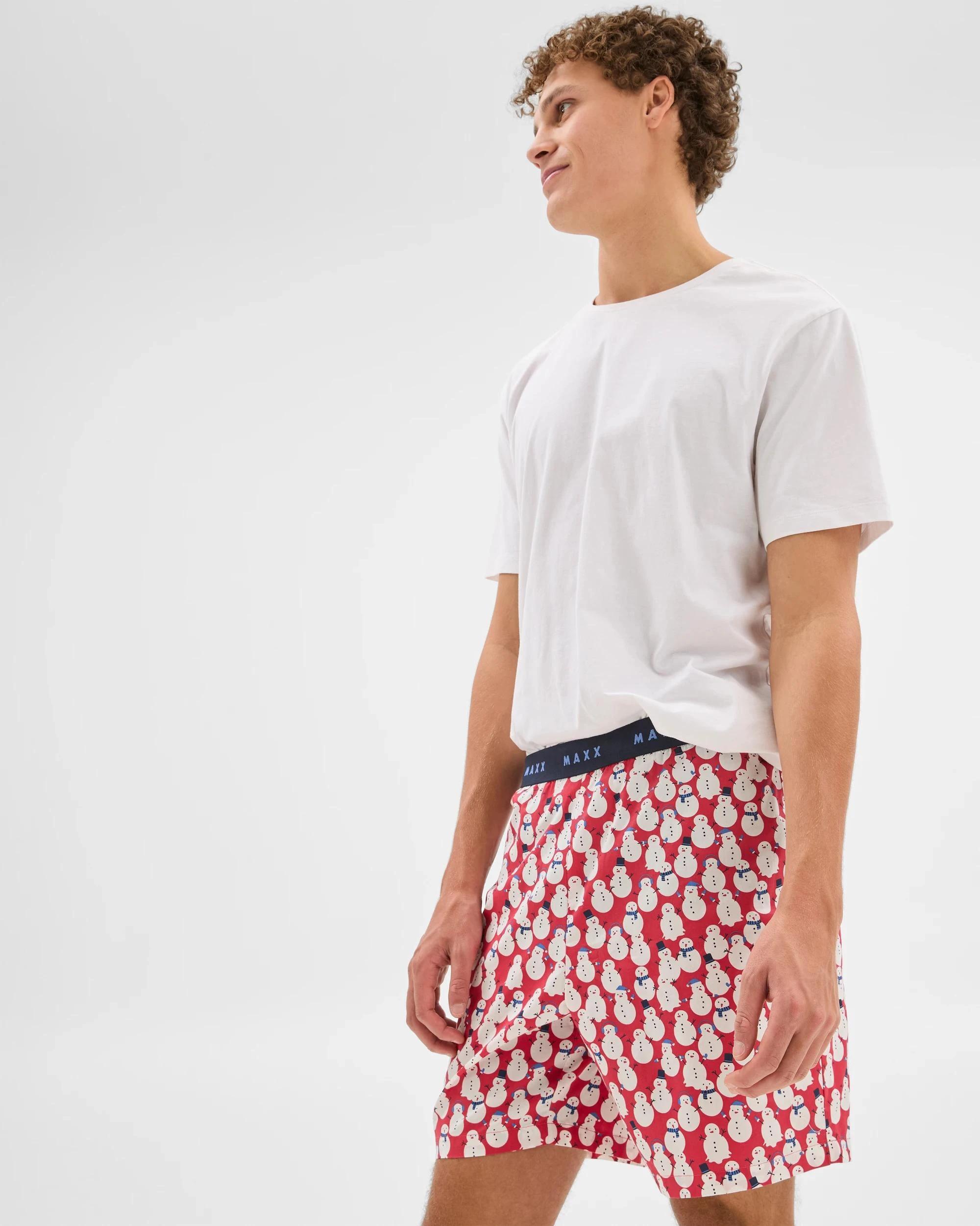 4 Christmas Snowman Mens Woven Lounge Sleep Short - Maxx CHRISTMAS SNOWMAN, 4 of 5