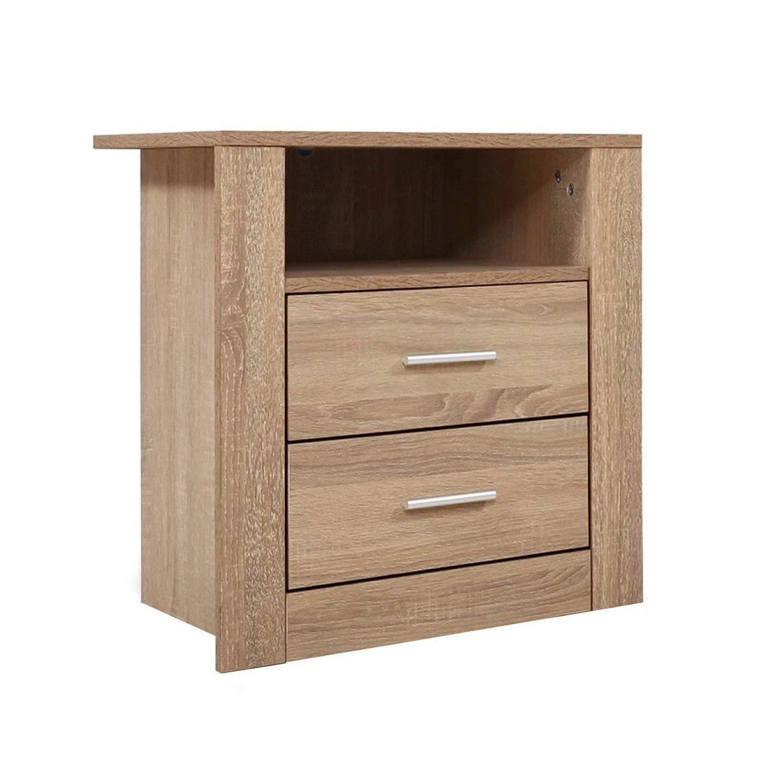 1 Artiss Bedside Table 2 Drawers with Shelf Nightstand Bedroom Furniture Storage Modern Decor Easy Assembly - Brown, 1 of 7