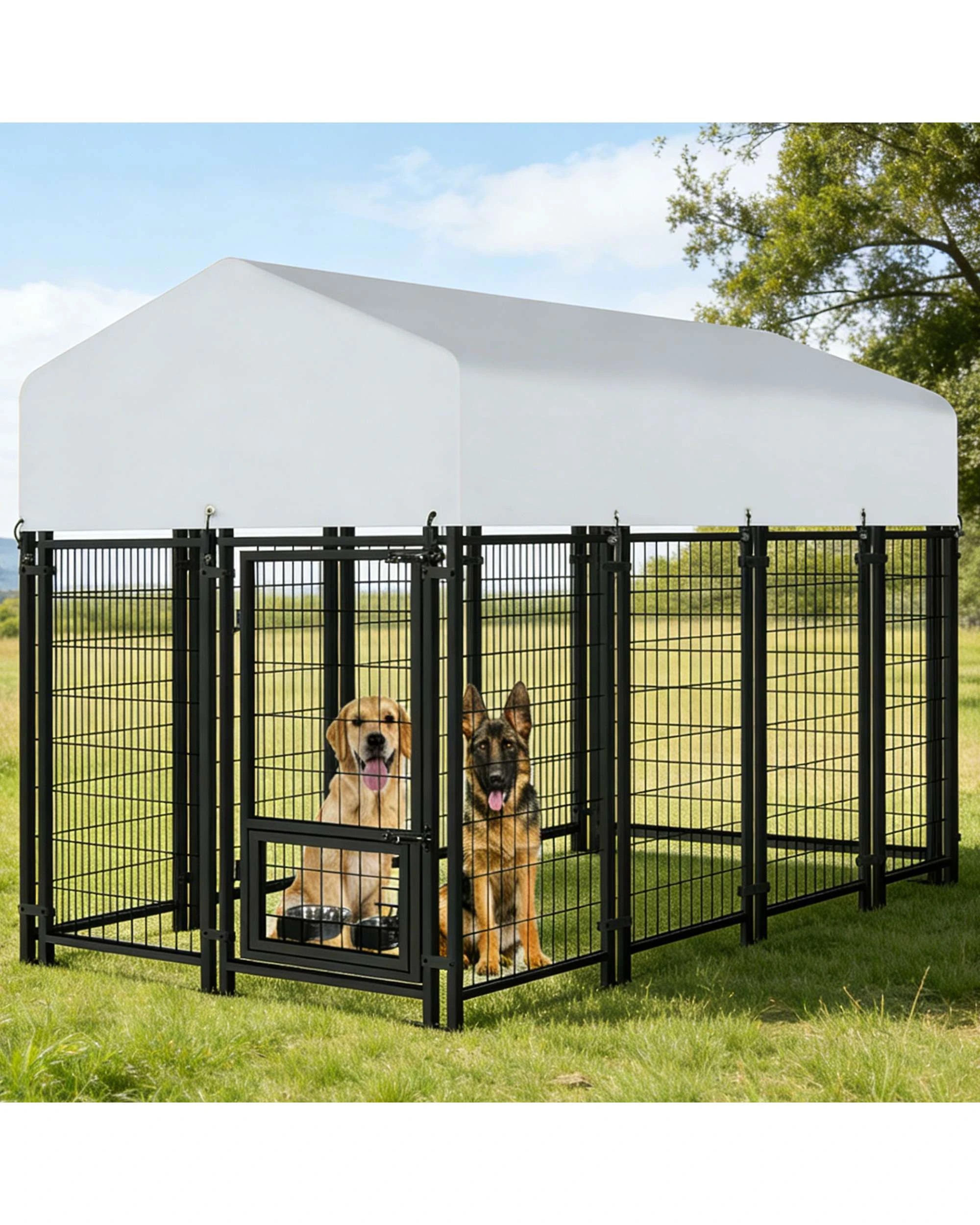 2 Advwin 2.4M Dog Kennel Large House Pet Run Cage Outdoor Enclosure, 2 of 9