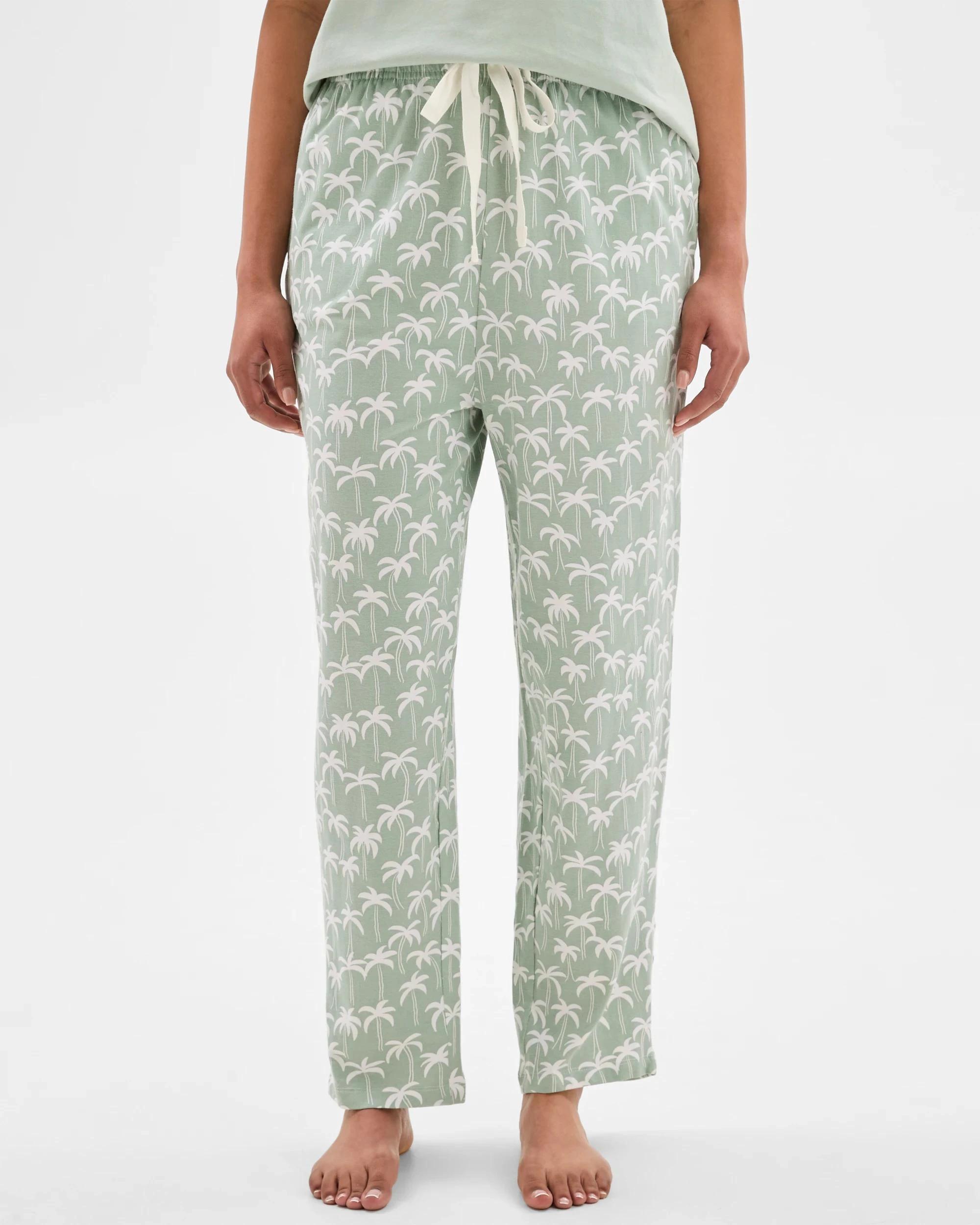 5 Target Woman Womens Australian Cotton Jersey 7/8 Length Sleep Pyjama Pants PALM, 5 of 6