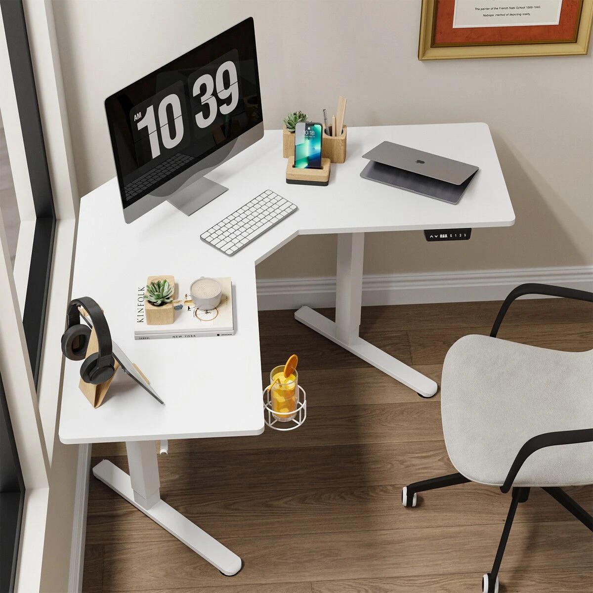 3 Ausway Corner Desk L Shaped Computer Office Gaming Study Table Height Adjustable, 3 of 6