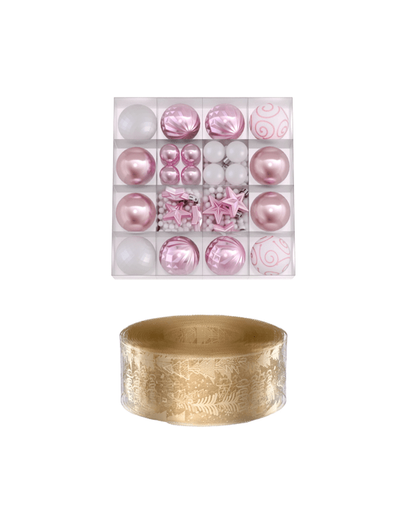 Jingle Jollys Christmas Tree Decoration Set Ribbon Baubles Ornaments Party 34pcs - Multi