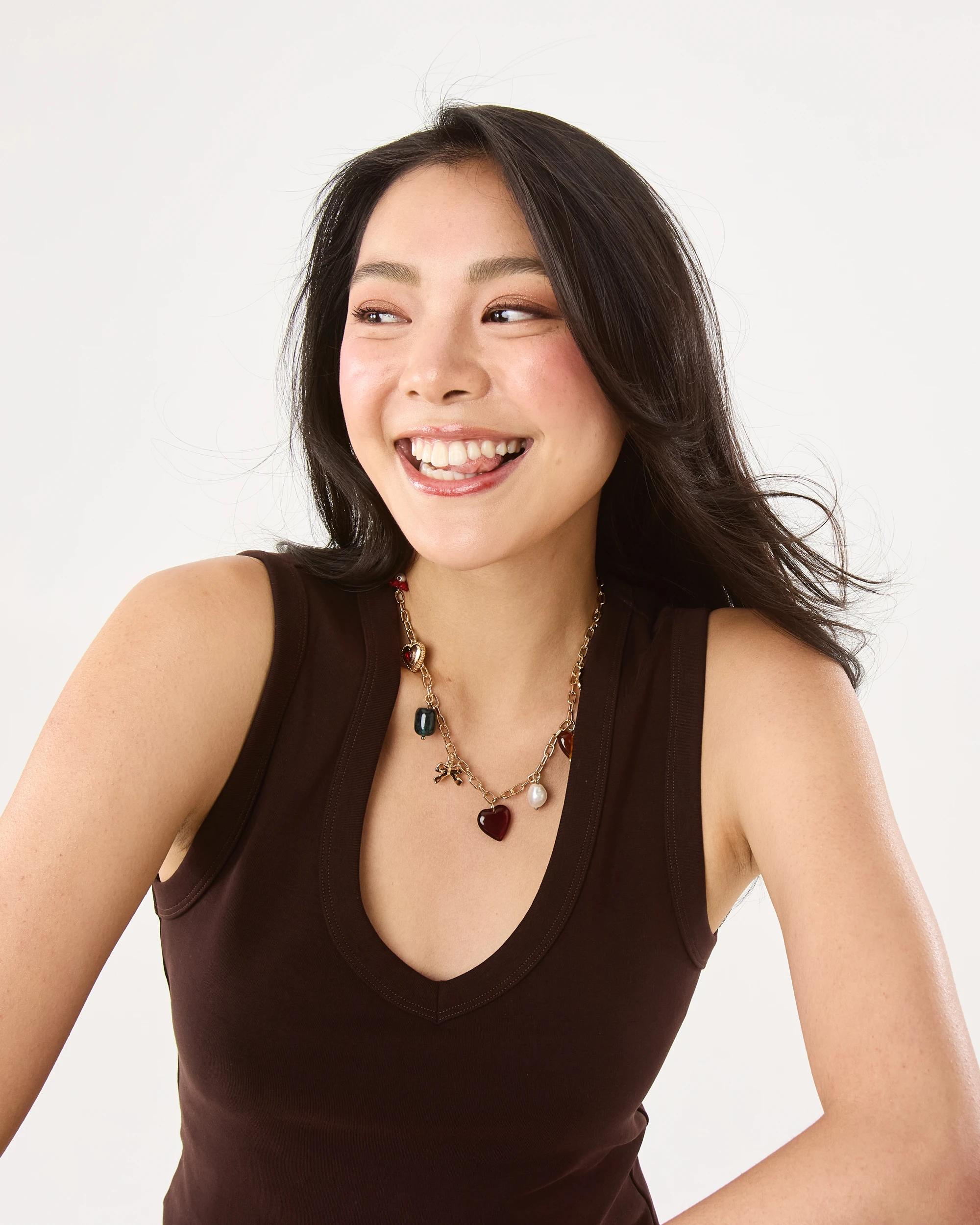 5 Heart Charms Necklace - Gold Tone Gold, 5 of 7