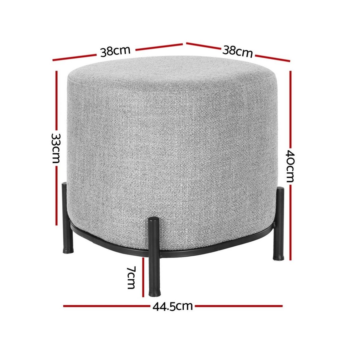 2 Artiss Ottoman Foot Stool Square Linen - Grey, 2 of 7