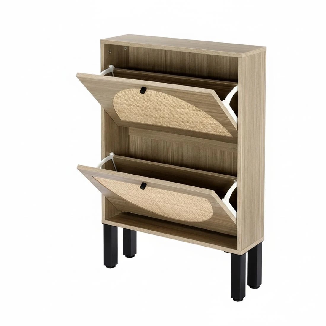 5 Artiss Shoe Rack Cabinet 2 Drawers Rattan 6 Pairs - Natural, 5 of 5