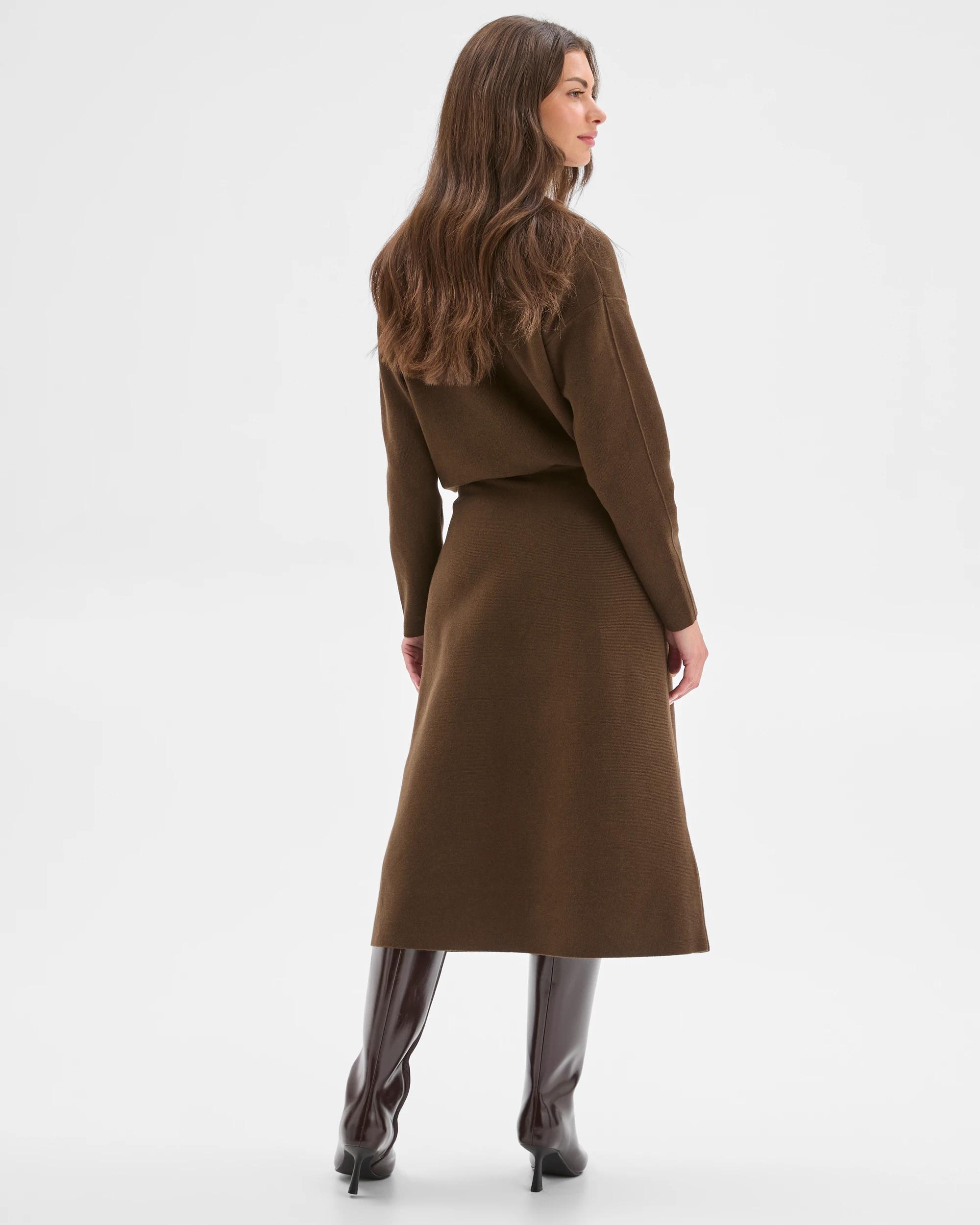 6 Target Petites Petites Australian Cotton Blend Polished Knit Midi Skirt OLIVE, 6 of 7