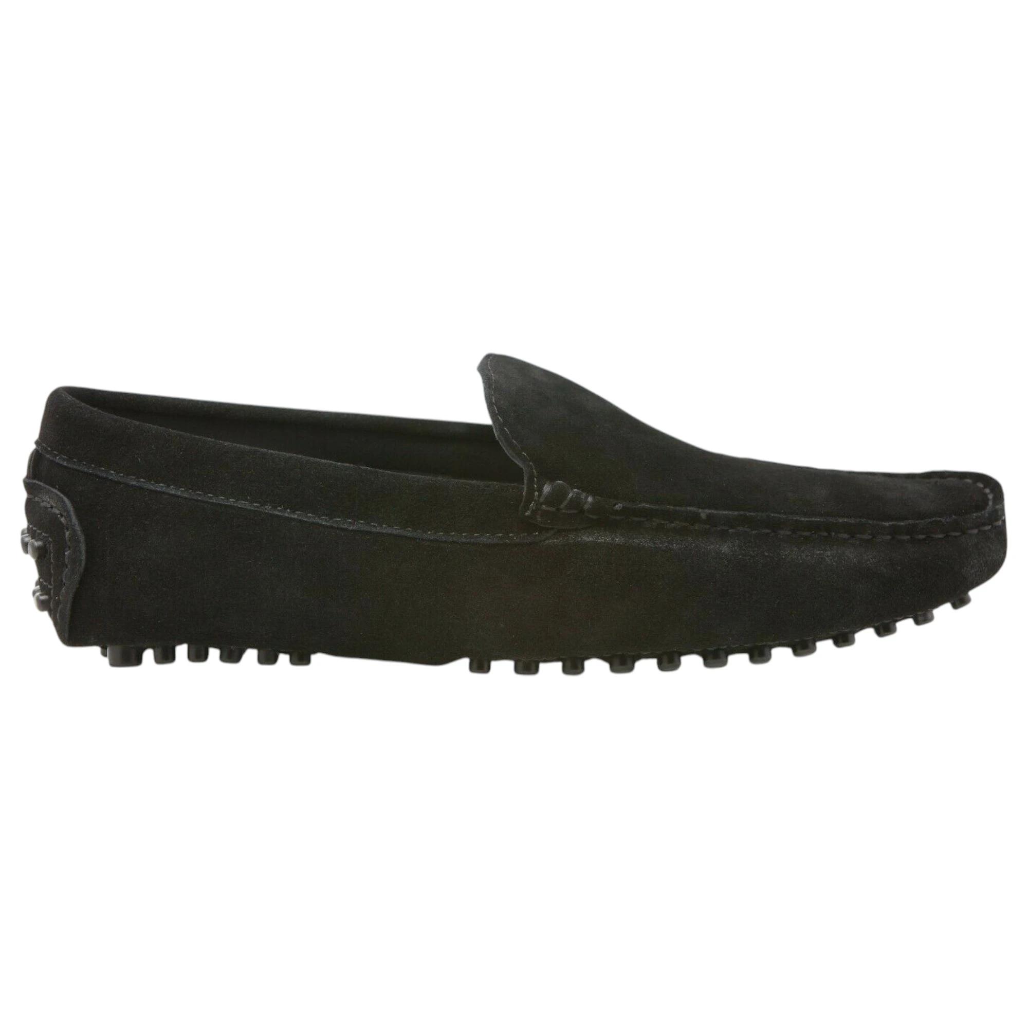 2 Zasel Mens Summer Boat Shoes Suede Casual Slip On Deck Driving Grip Loafers BLACK, 2 of 3