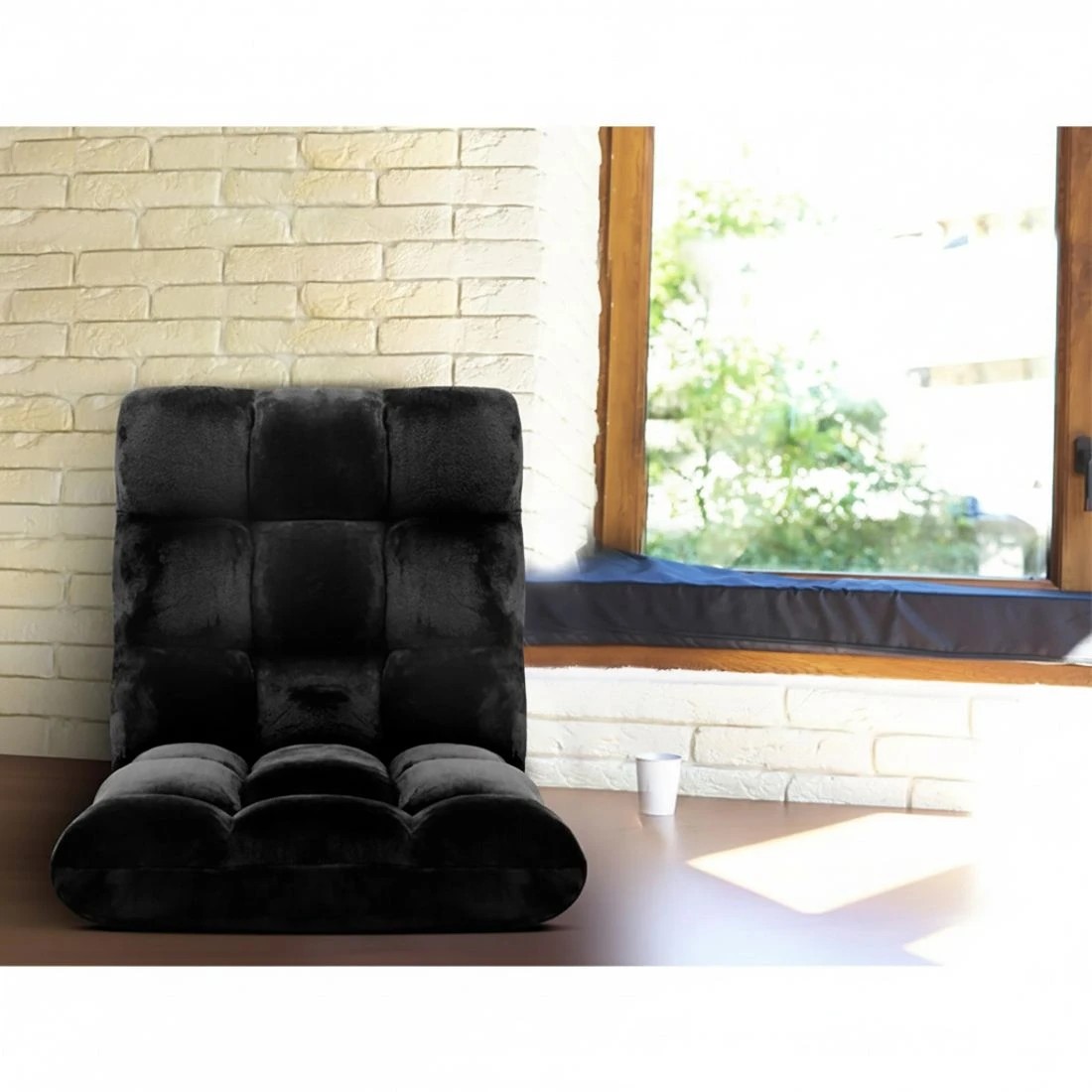 5 Artiss 4X Lounge Sofa Bed Flannel Fabric - Black, 5 of 9