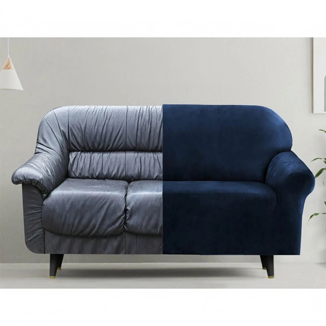 3 Artiss Sofa Cover Couch Covers 2 Seater Velvet Sapphire - Blue, 3 of 5