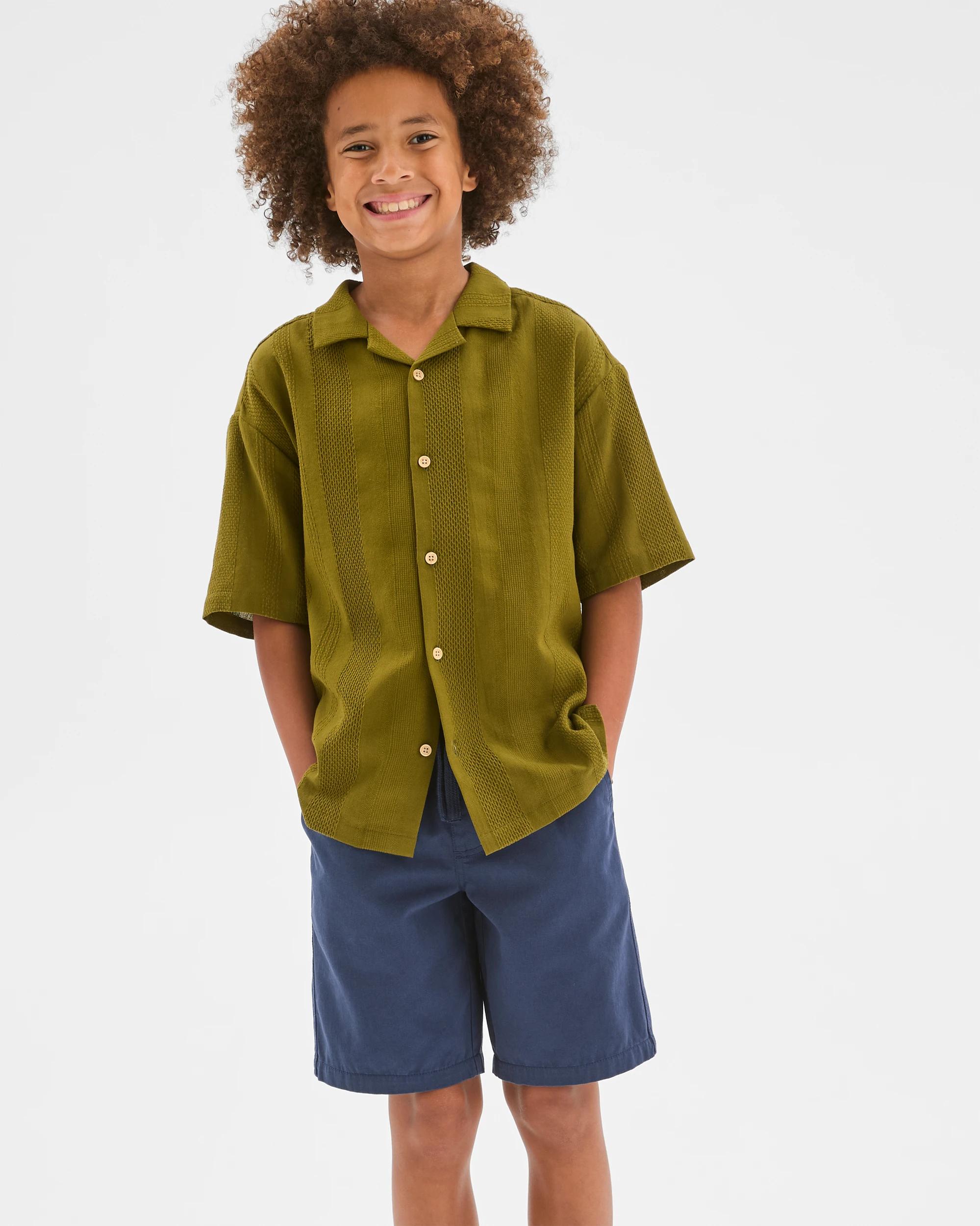 2 Target Kids Elastic Waist Chino Shorts NAVY, 2 of 6