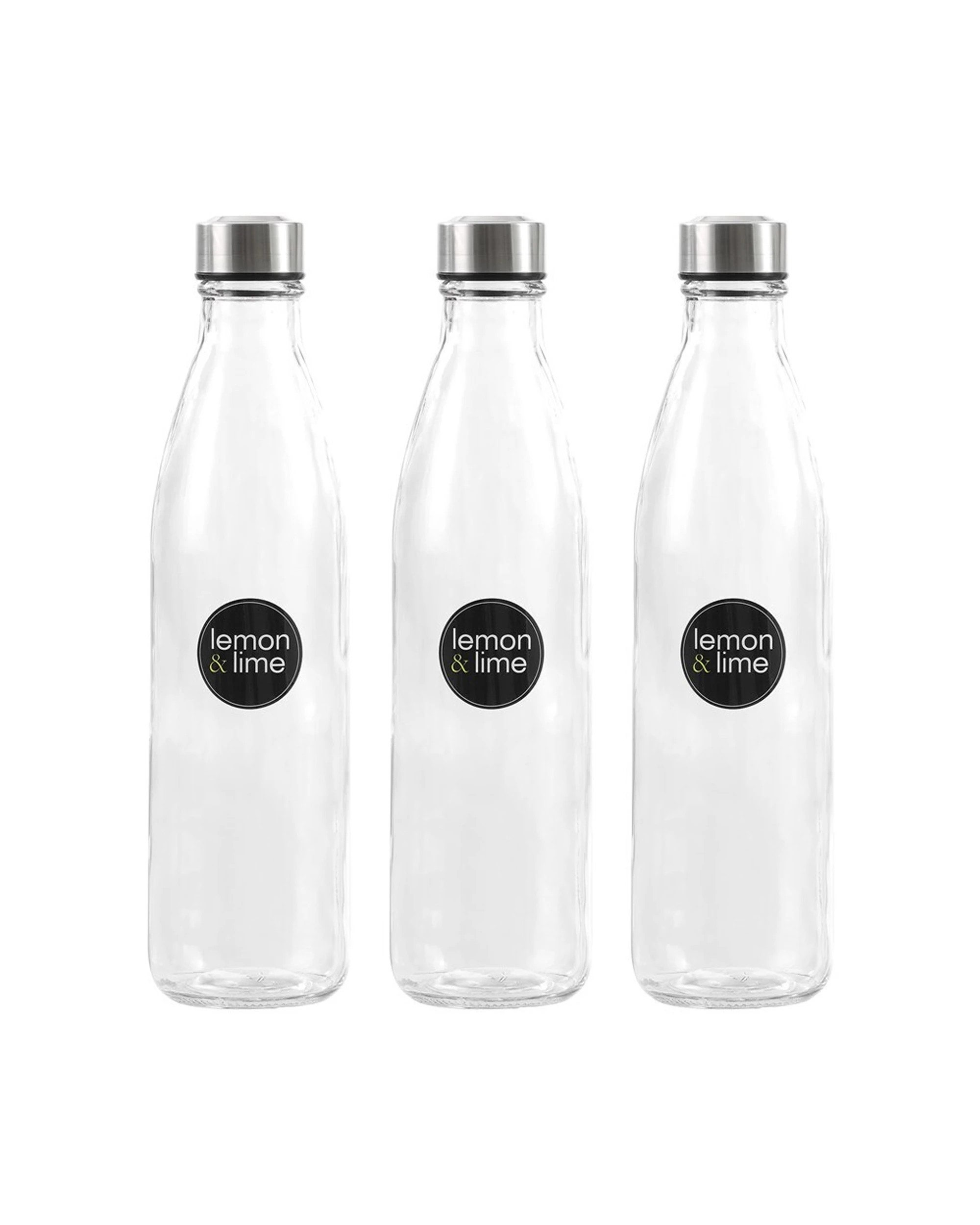 5 Lemon & Lime 1l Glass Screw Top Lid Water Bottle Juice Drink Container Clear
 - Clear, 5 of 5