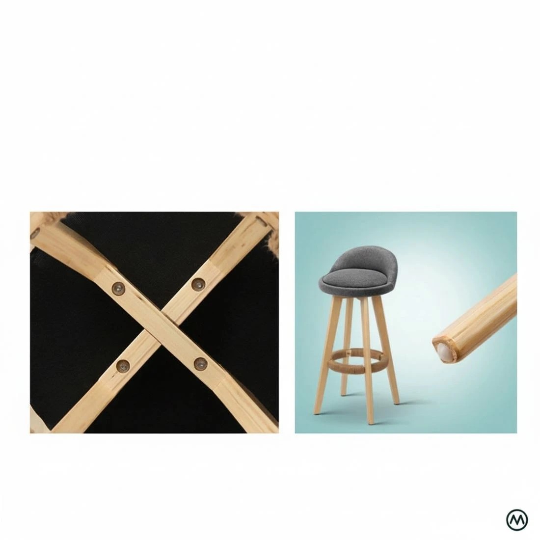 7 Artiss 4x Bar Stools Padded Linen Wooden - Grey, 7 of 7