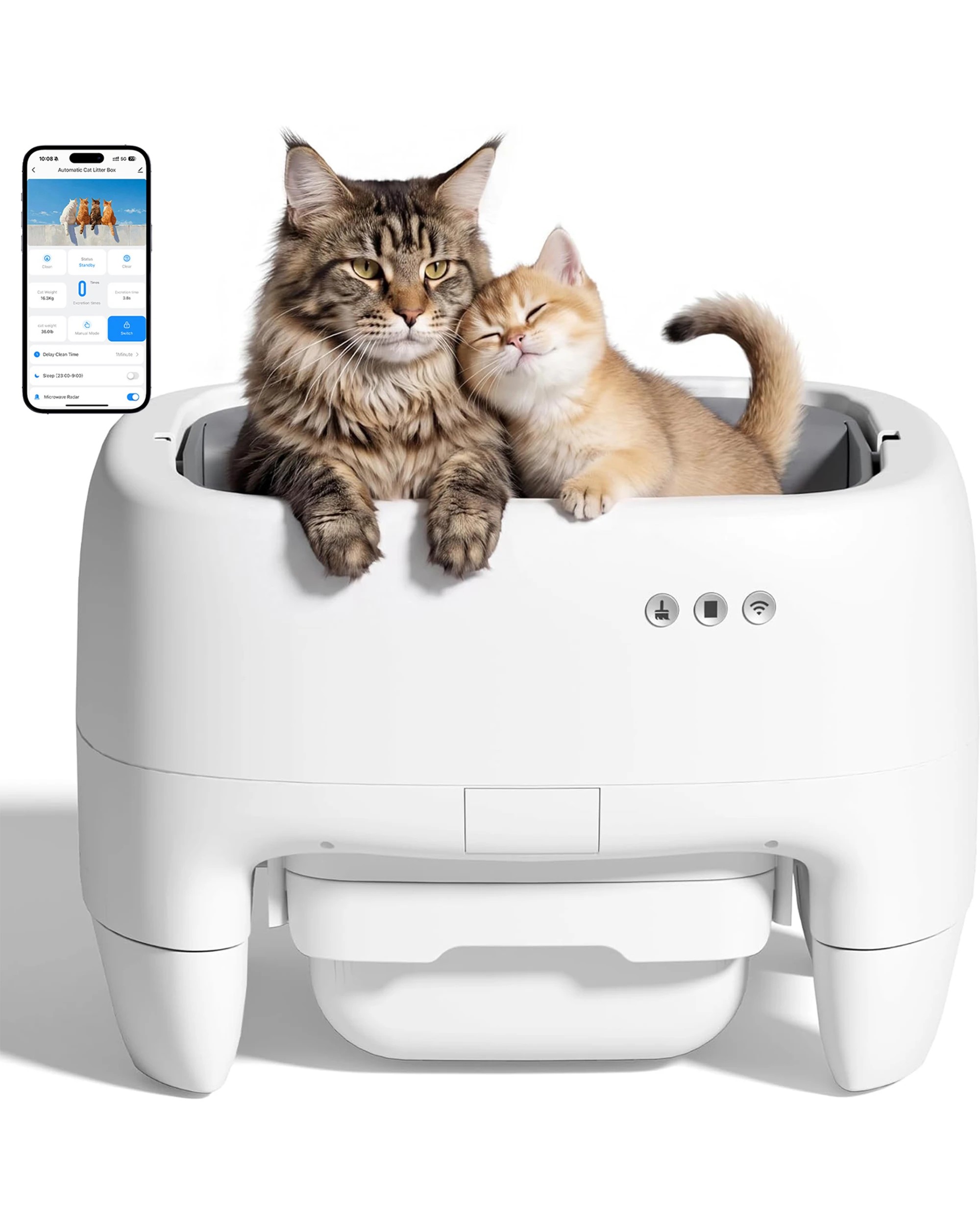 1 Advwin Self Cleaning Cat Litter Box Open Design APP Control Auto Smart Toilet Tray, 1 of 7