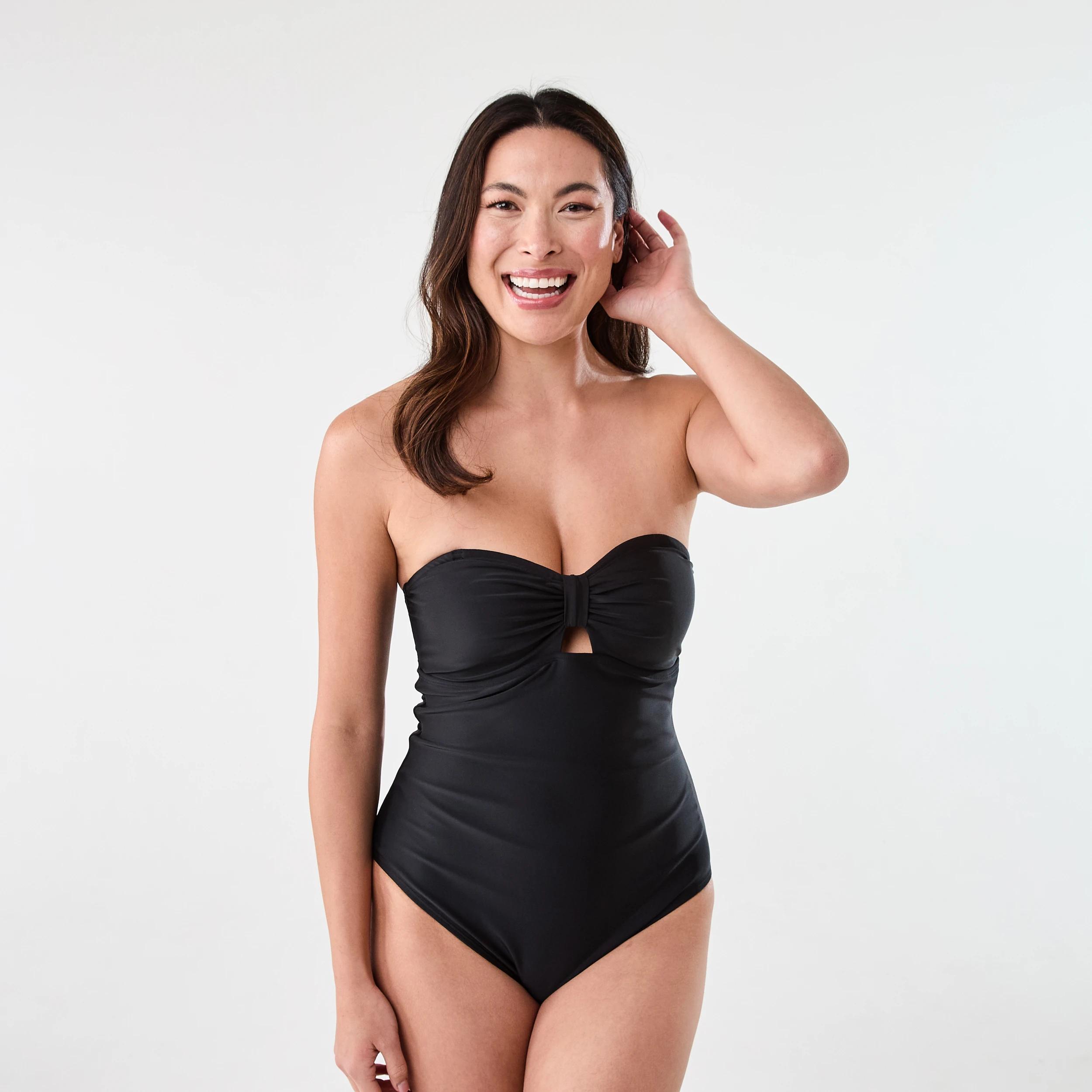 1 Knot Front One Piece Swimsuit BLACK, 1 of 8