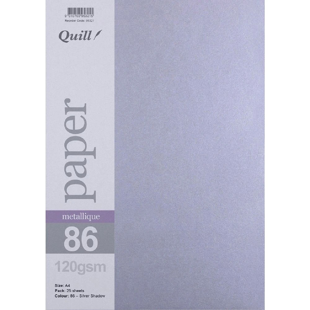 1 Quill A4 Paper Metallique Silver Shadow 25 Pack, 1 of 1