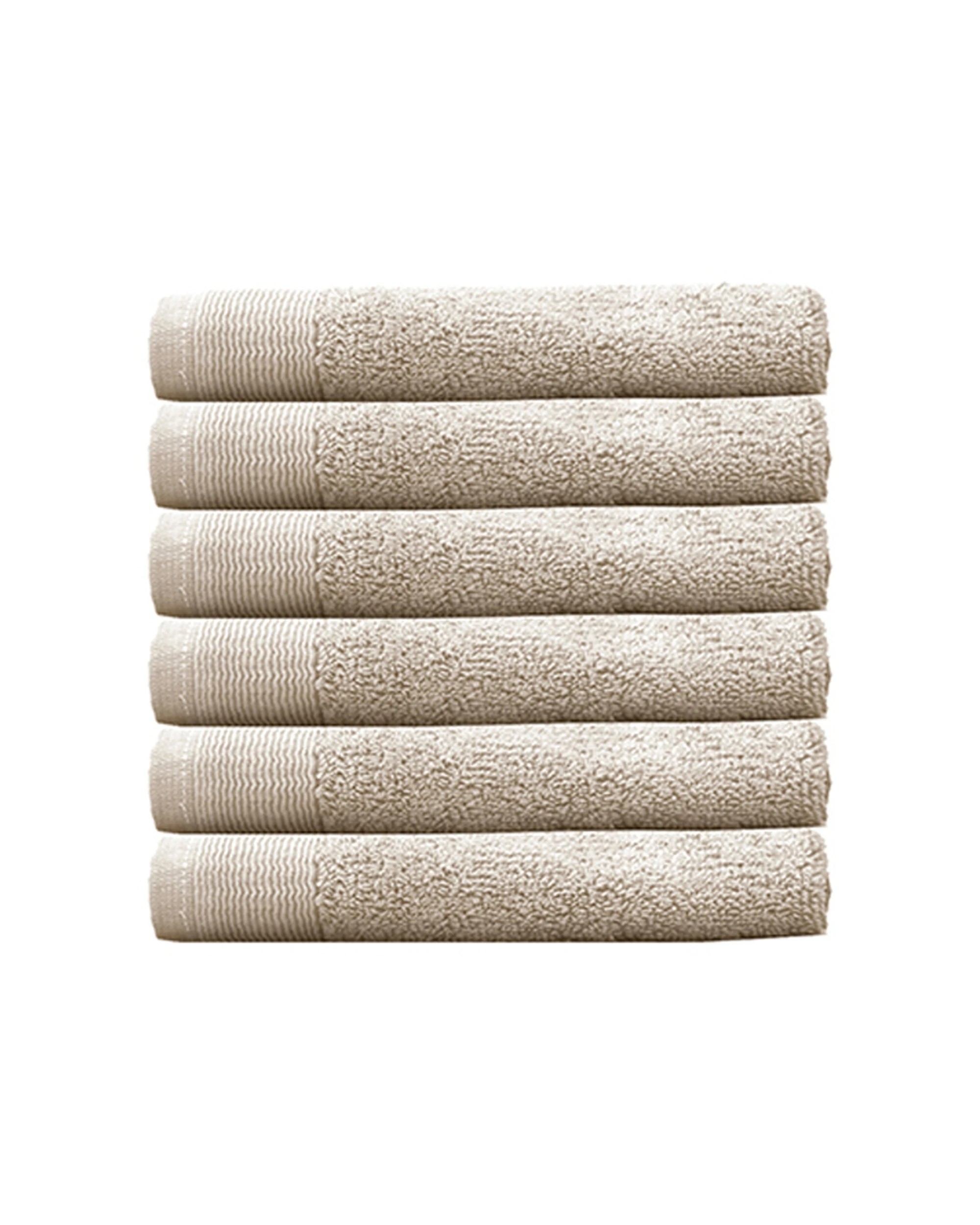 1 BAMBURY Elvire Face Washer 6 Pack Cotton Super Soft 600gsm - Beige, 1 of 1