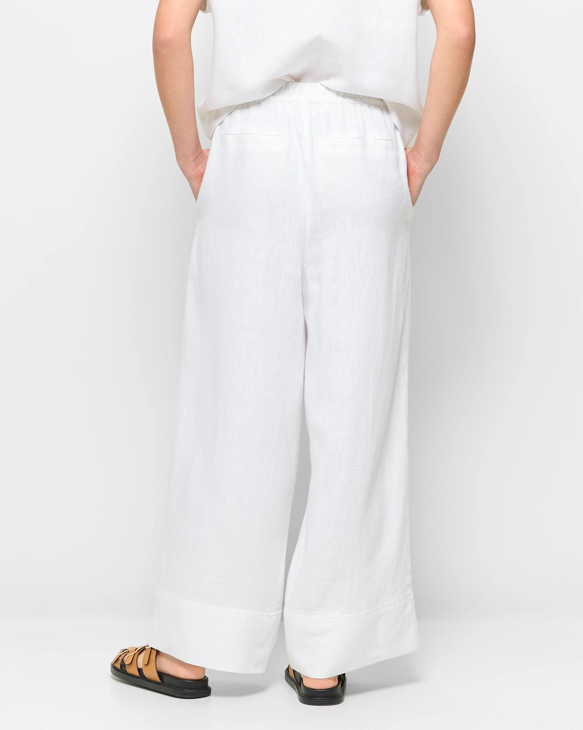 4 Target European Linen Wide Leg Pants WHITE, 4 of 5