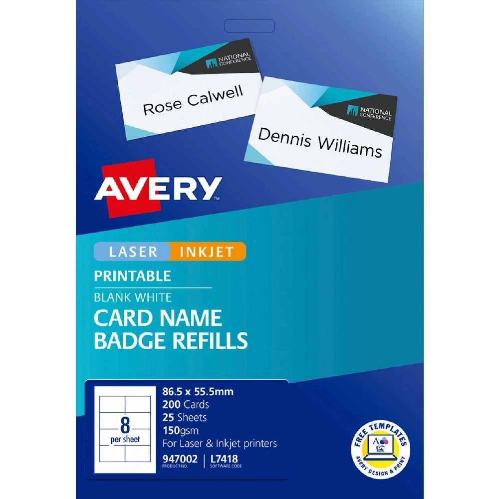 1 Avery Name Badge Refill Cards 200 Pack, 1 of 5