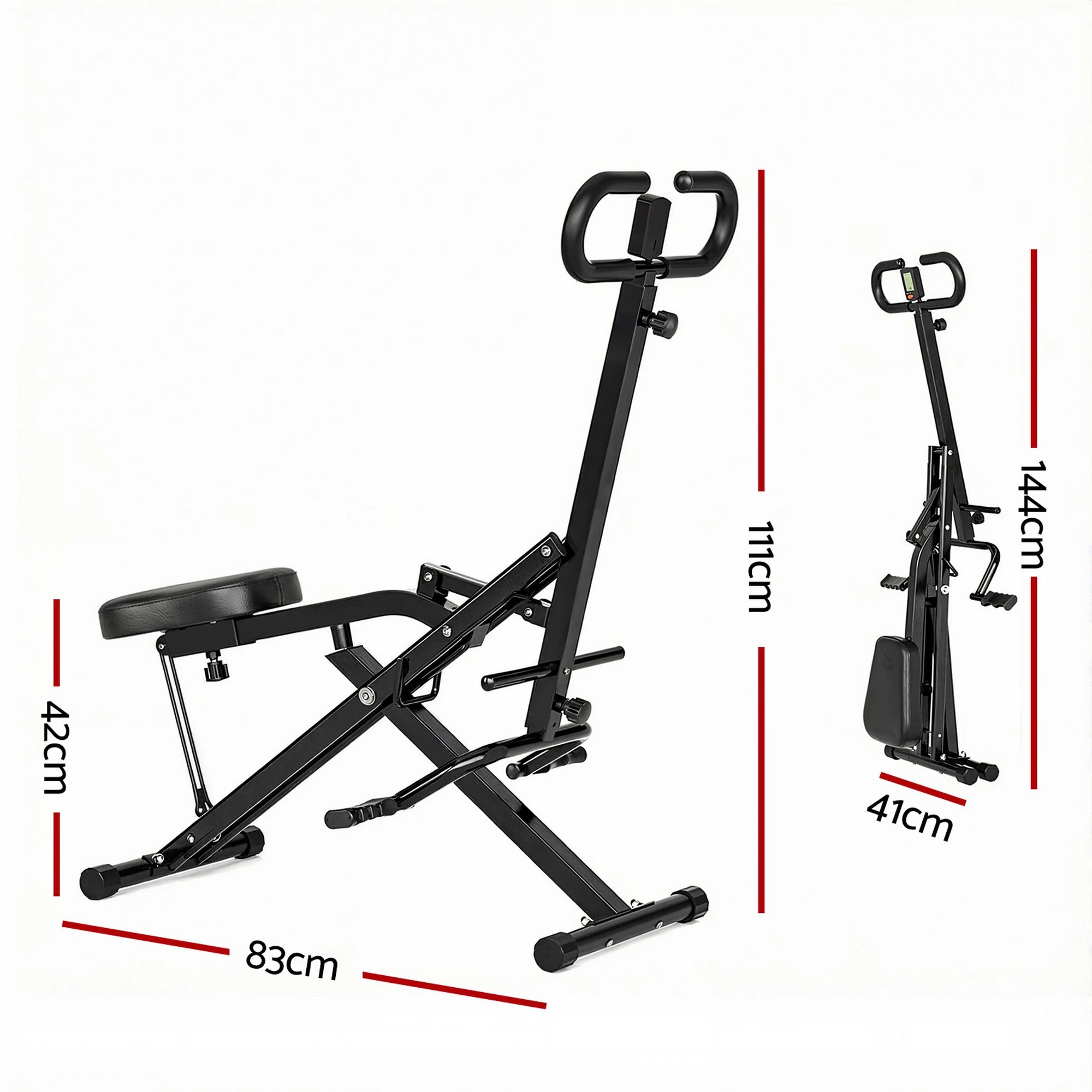 2 Everfit Foldable Squat Machine Deep Squat Rowing Machine 5 Adjustable Seat Home - Black, 2 of 4
