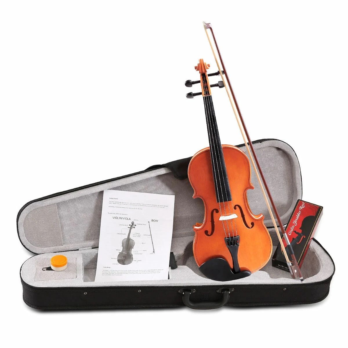 1 Melodic 4/4 Full Size Acoustic Violin Wooden Natural w/ Bow Rosin Strings Beginner, 1 of 8