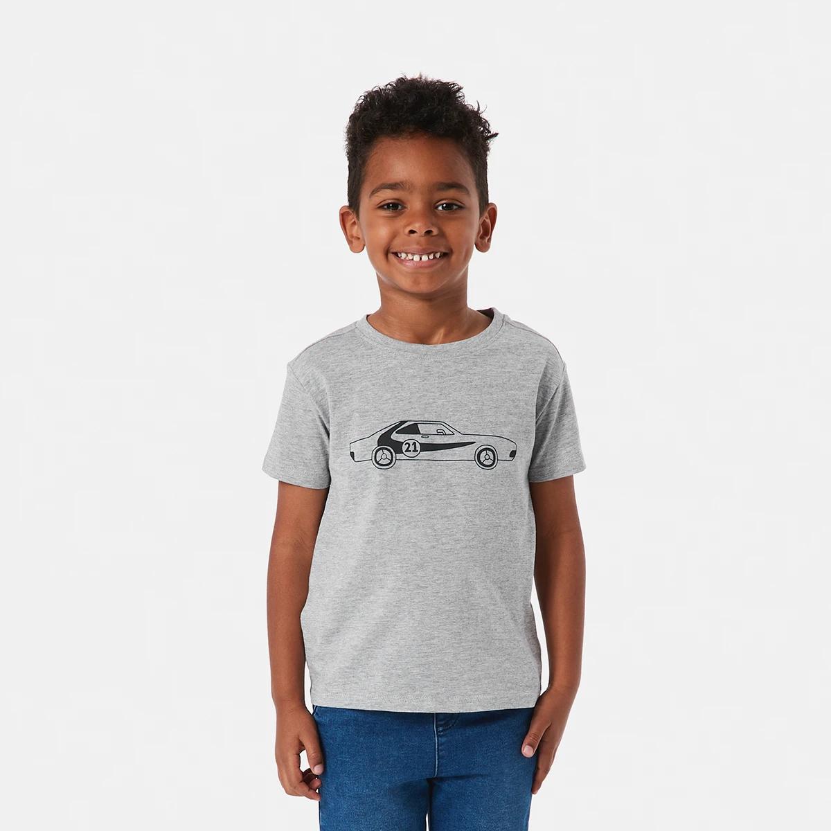 1 Chest Print T-shirt Gry Car, 1 of 7