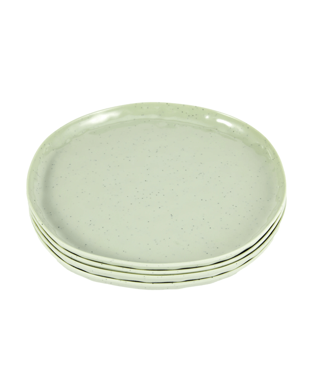 4 Pack Green Glazed Look Dinner Pl
