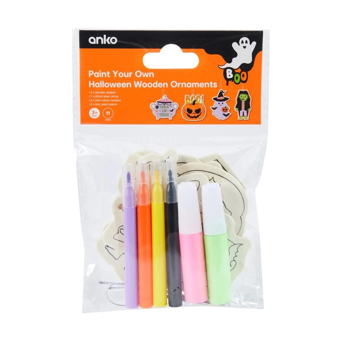 1 11 Piece Paint Your Own Halloween Wooden Ornaments, 1 of 6